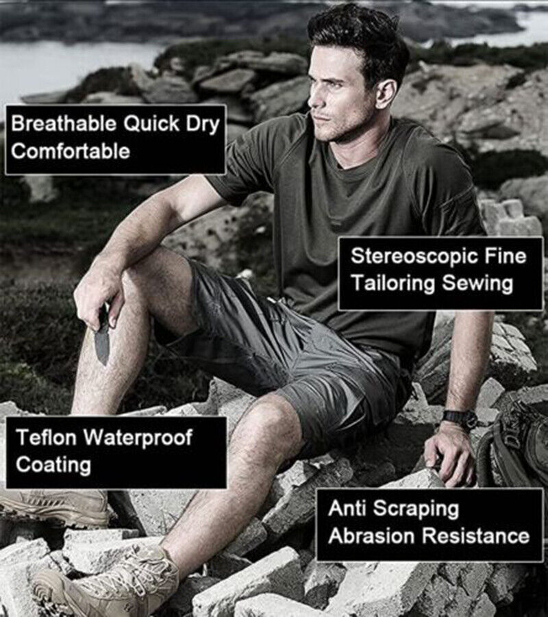 Mens Cargo Shorts Tactical Shorts Outdoor Waterproof Hiking Fishing Track Shorts
