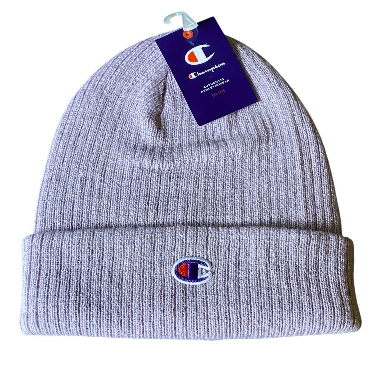 Champion Ribbed Cuff Patch Logo Beanie One Size Lavender New With Tag