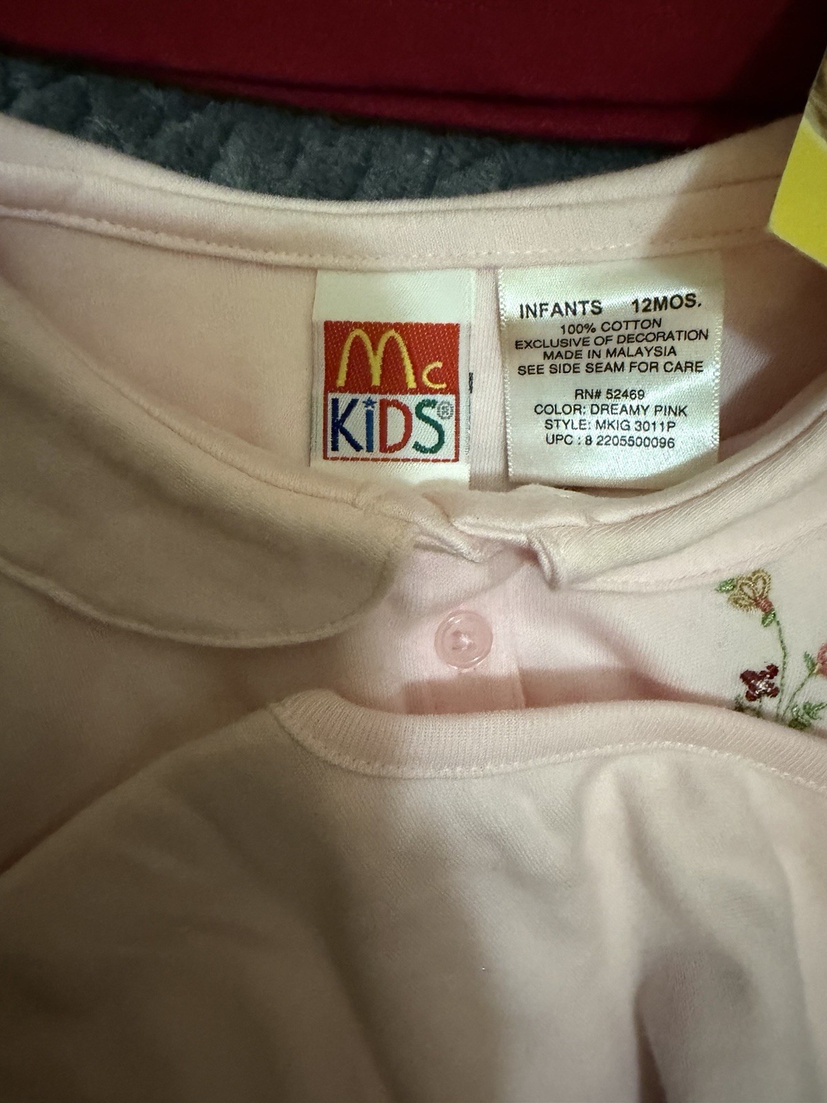 Vintage McKids Girls 2pc Skirt Set 12 Months Pink Top Red Skirt Cotton Knit