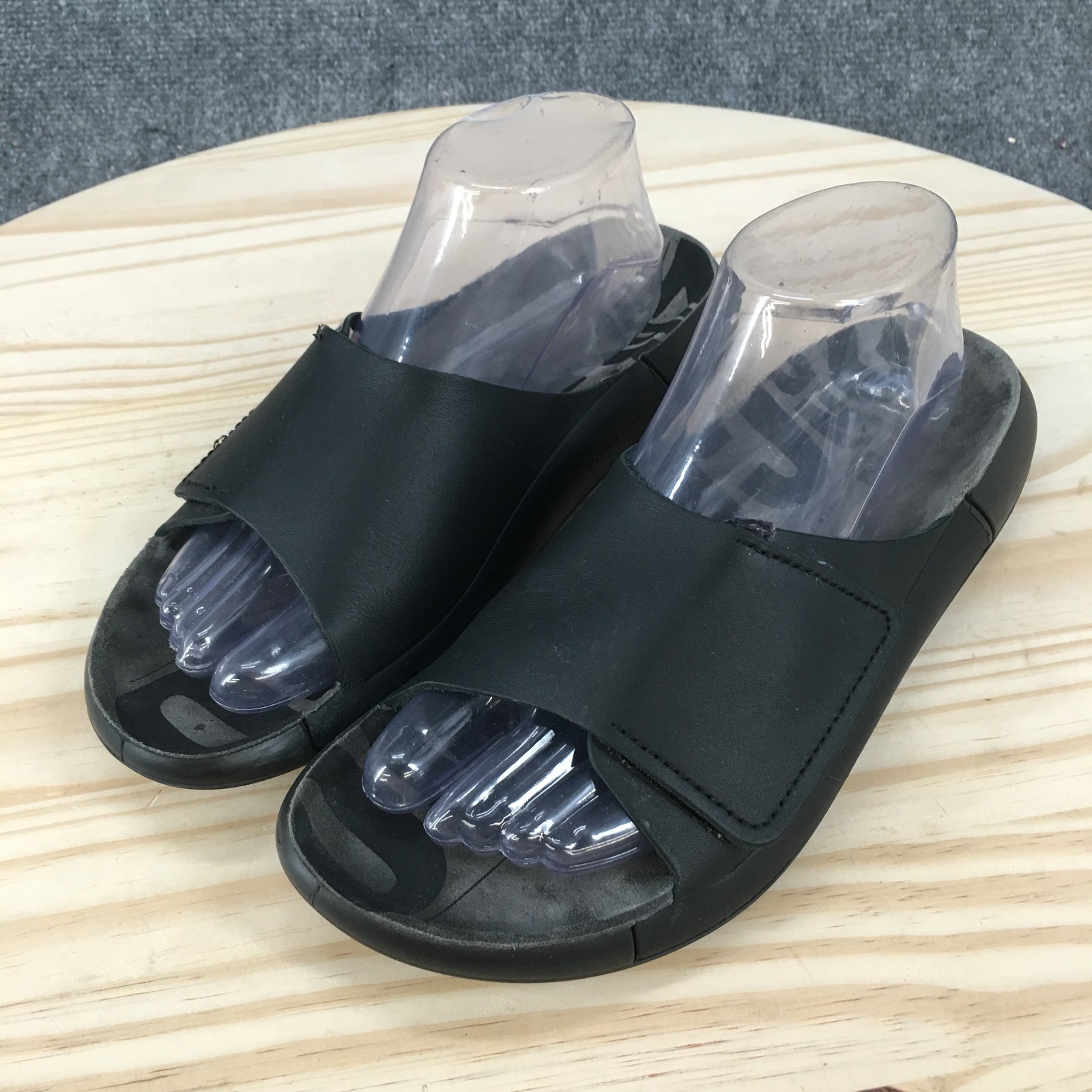 ECCO 2nd Cozmo Sandals Womens 40 Casual Slip On One Band Slide Black Leather