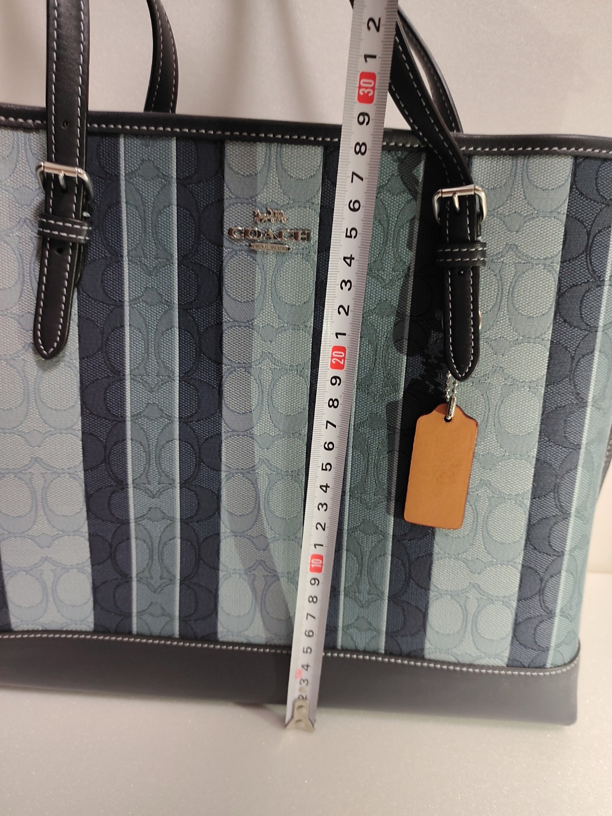 COACH Mollie Tote Bag Midnight Multi Signature Jacquard Stripes C8415 Mint New