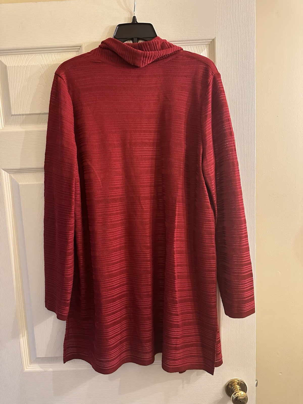 NWT Ming Wang Deep Red Heritage Fit Knit Open Front Jacket Large $325