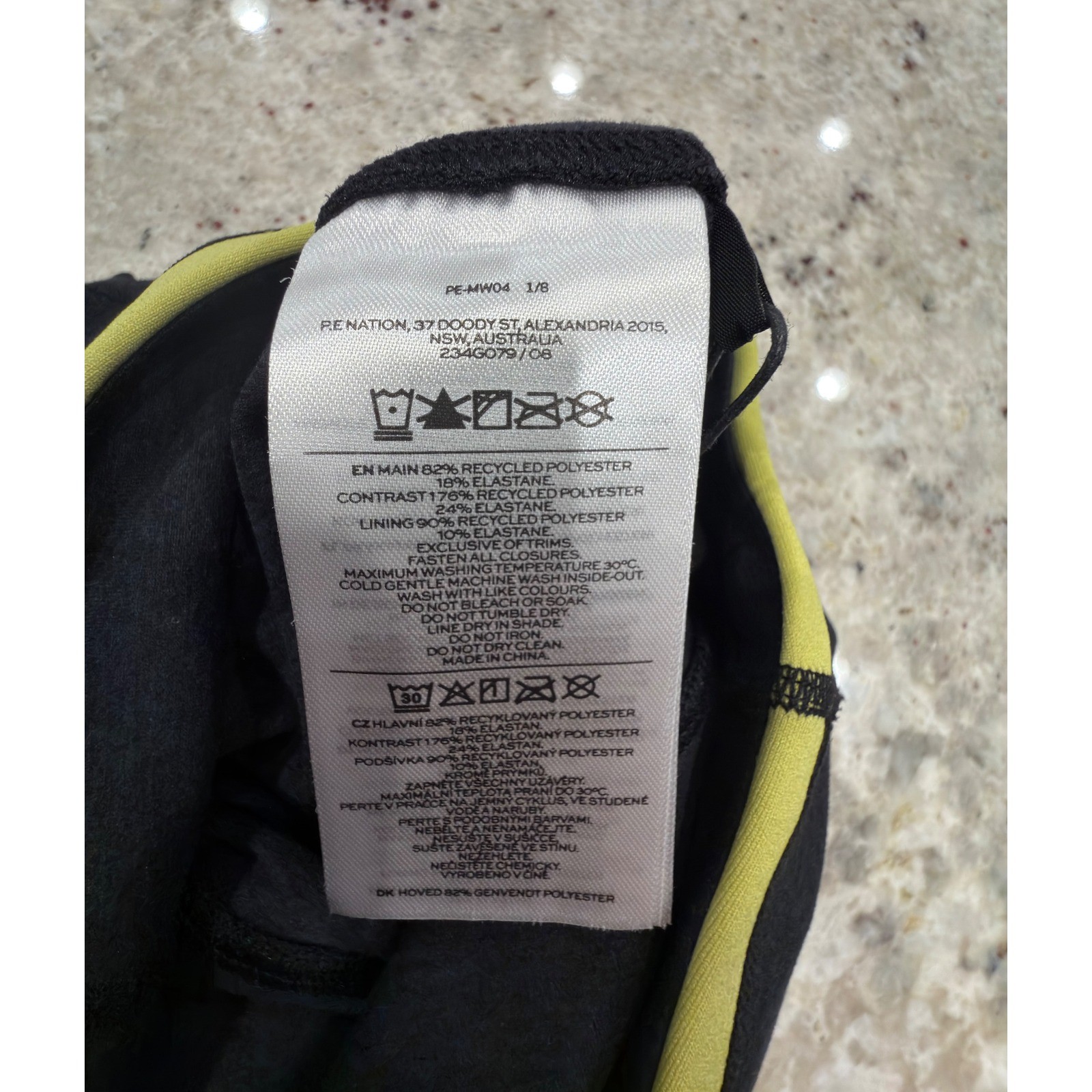 P.E Nation Leggings XS Orbital Charcoal Marl Yellow Logo NWT