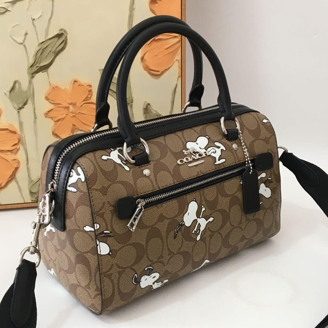 COACH x Peanuts Rowan Satchel In Signature Canvas Snoopy print C4118 outlet New