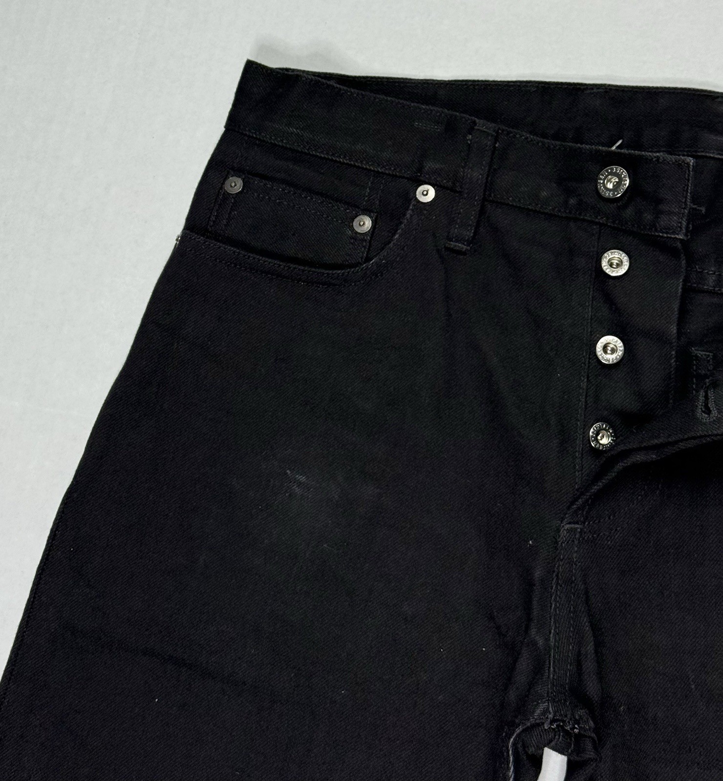 3sixteen ST-220X Slim Tapered Double Black Selvedge Jeans Button Fly Men’s 33×25