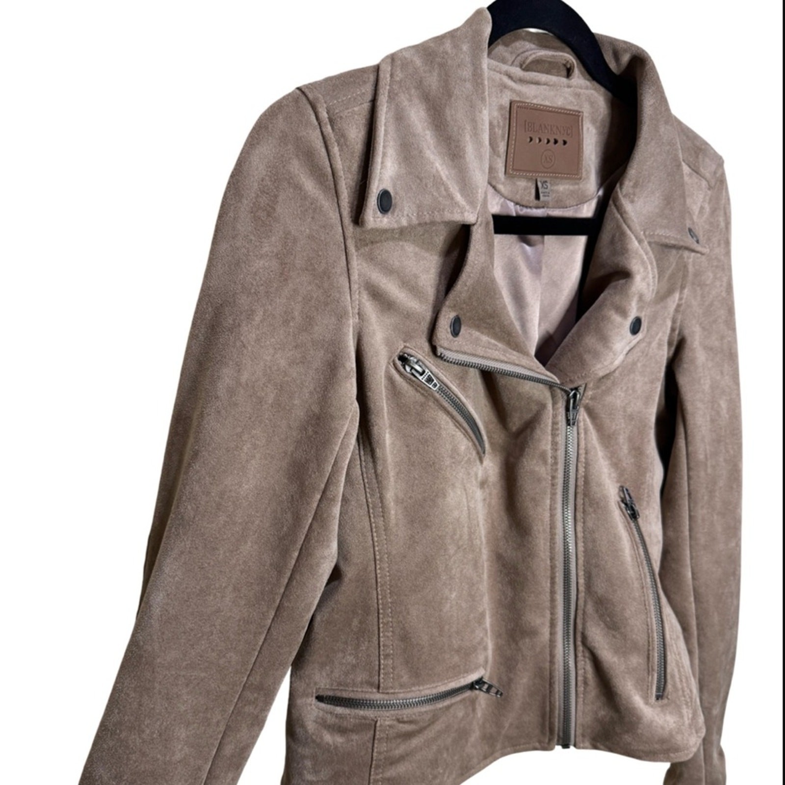 Blank NYC Faux Suede Moto Jacket – Sand Stone XS