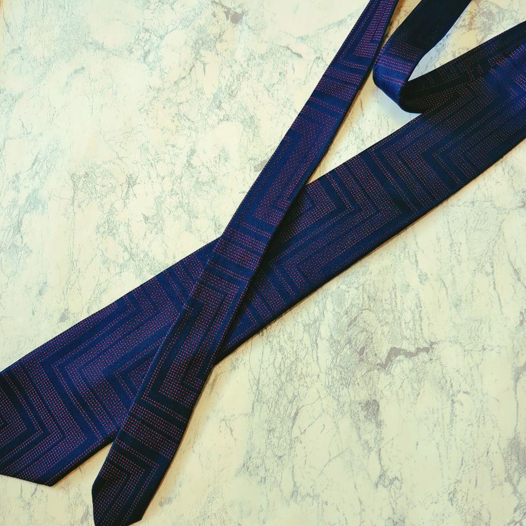 Balenciaga Tie Geometric Pattern Red Purple Designer Necktie Used