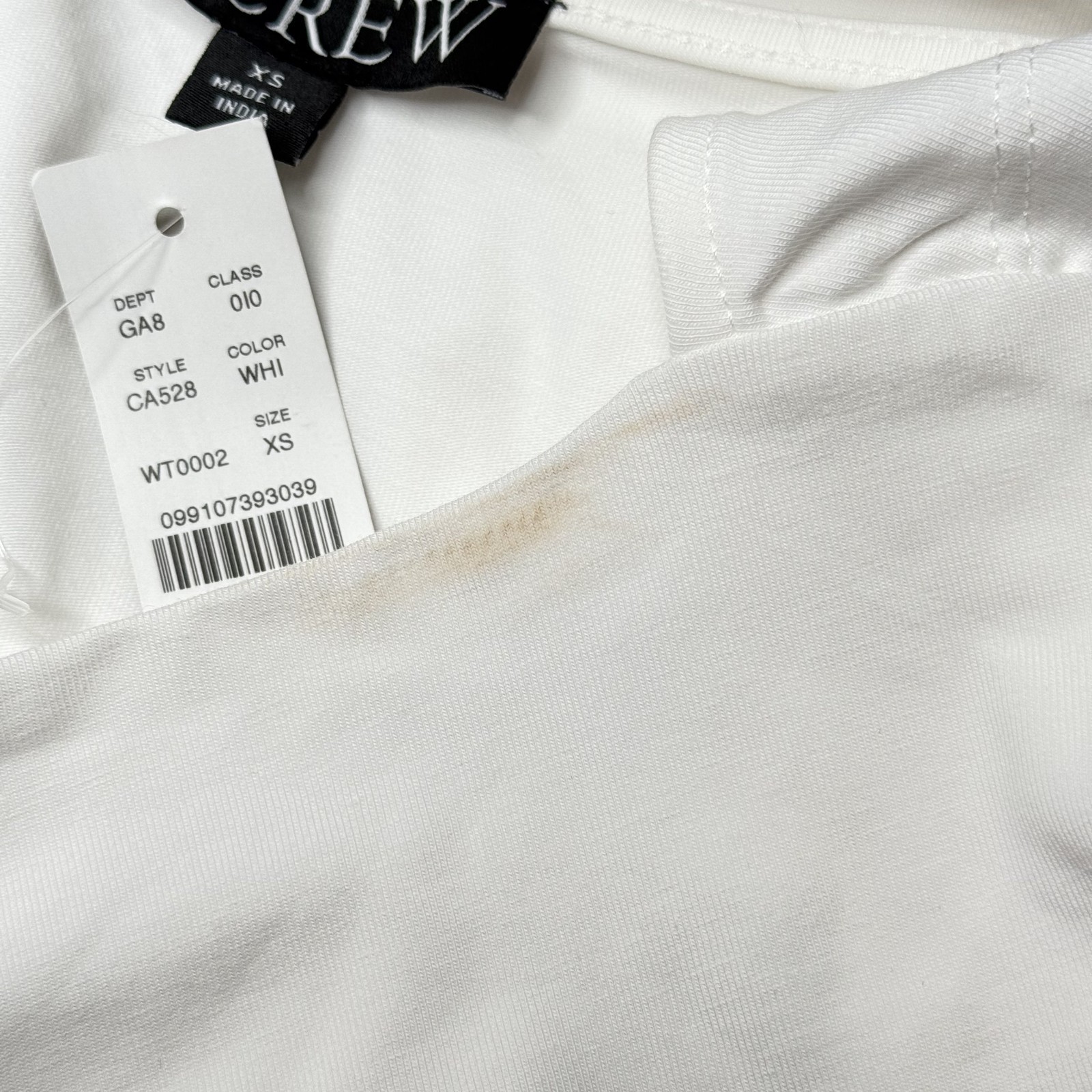 J.CREW NWT Squareneck White Cap-Sleeve Top Stretch Cotton Blend XS CA528