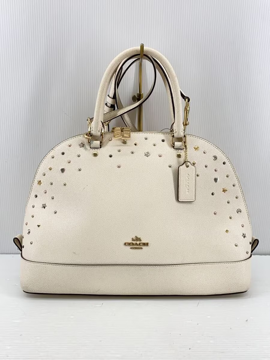 COACH shoulder bag/handbag leather CRM f22300 with studs