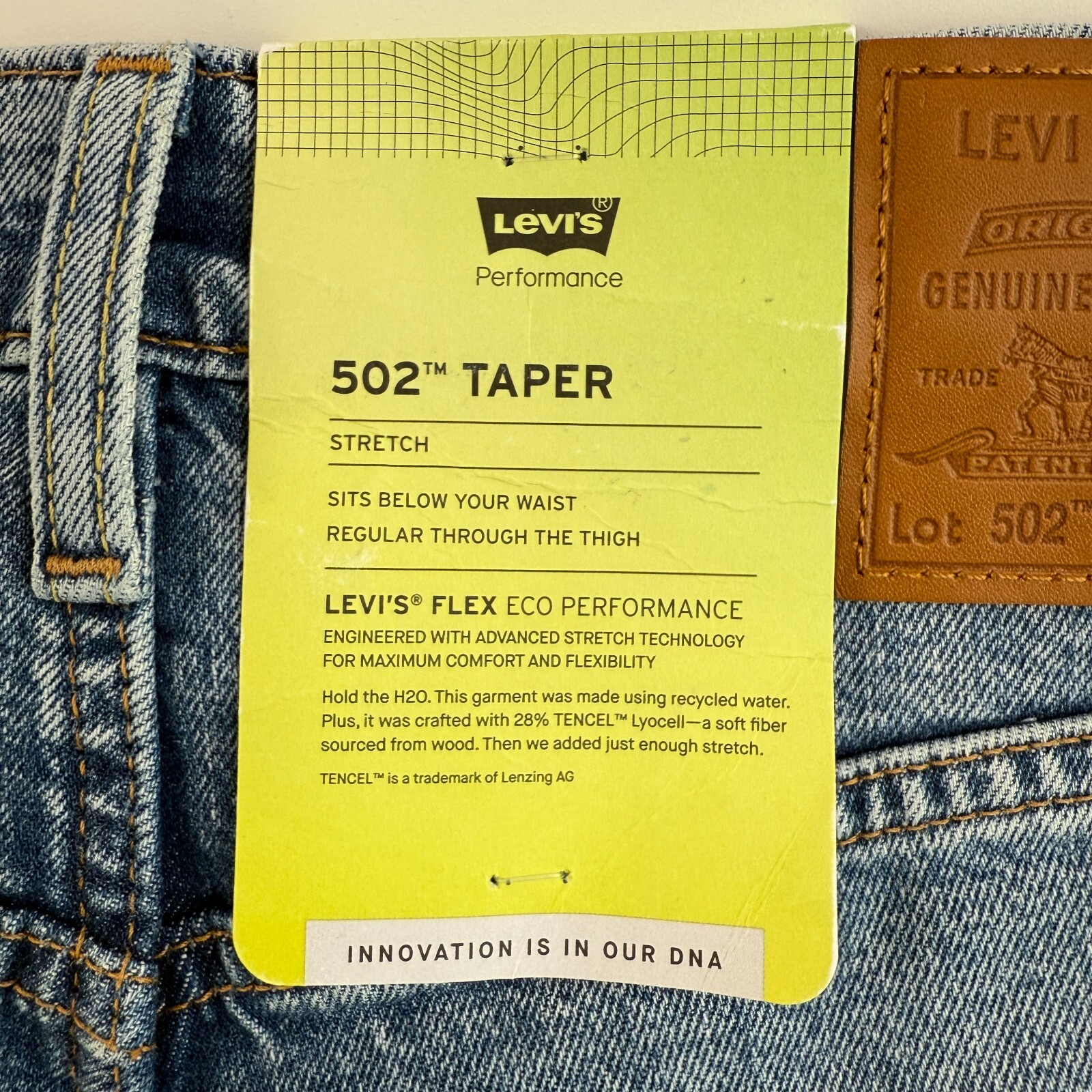 Levi’s Premium Men 502 Taper Fit Stretch Tapered Leg Jeans 32×34 Blue NWT