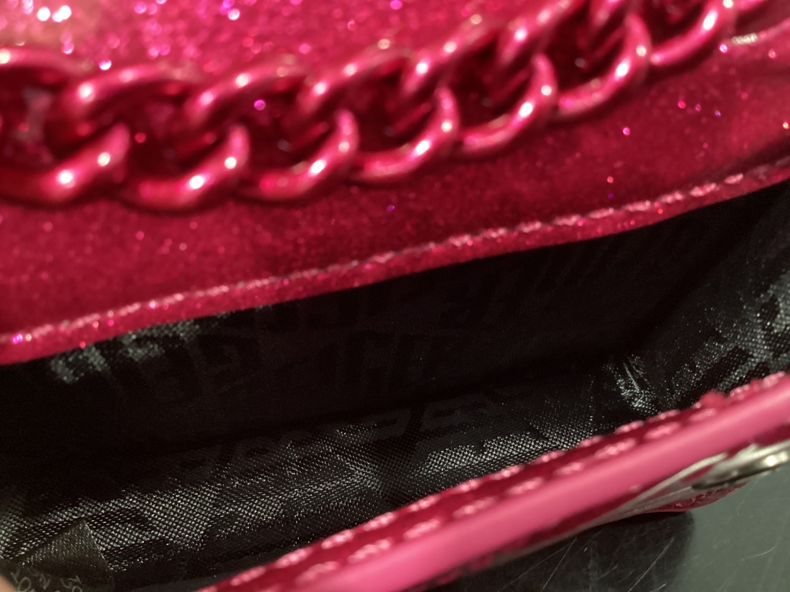 Kurt Geiger MICRO TINY Glitter 4.25″ x 3″ x 1″ Drench Pink Synthetic Brand New