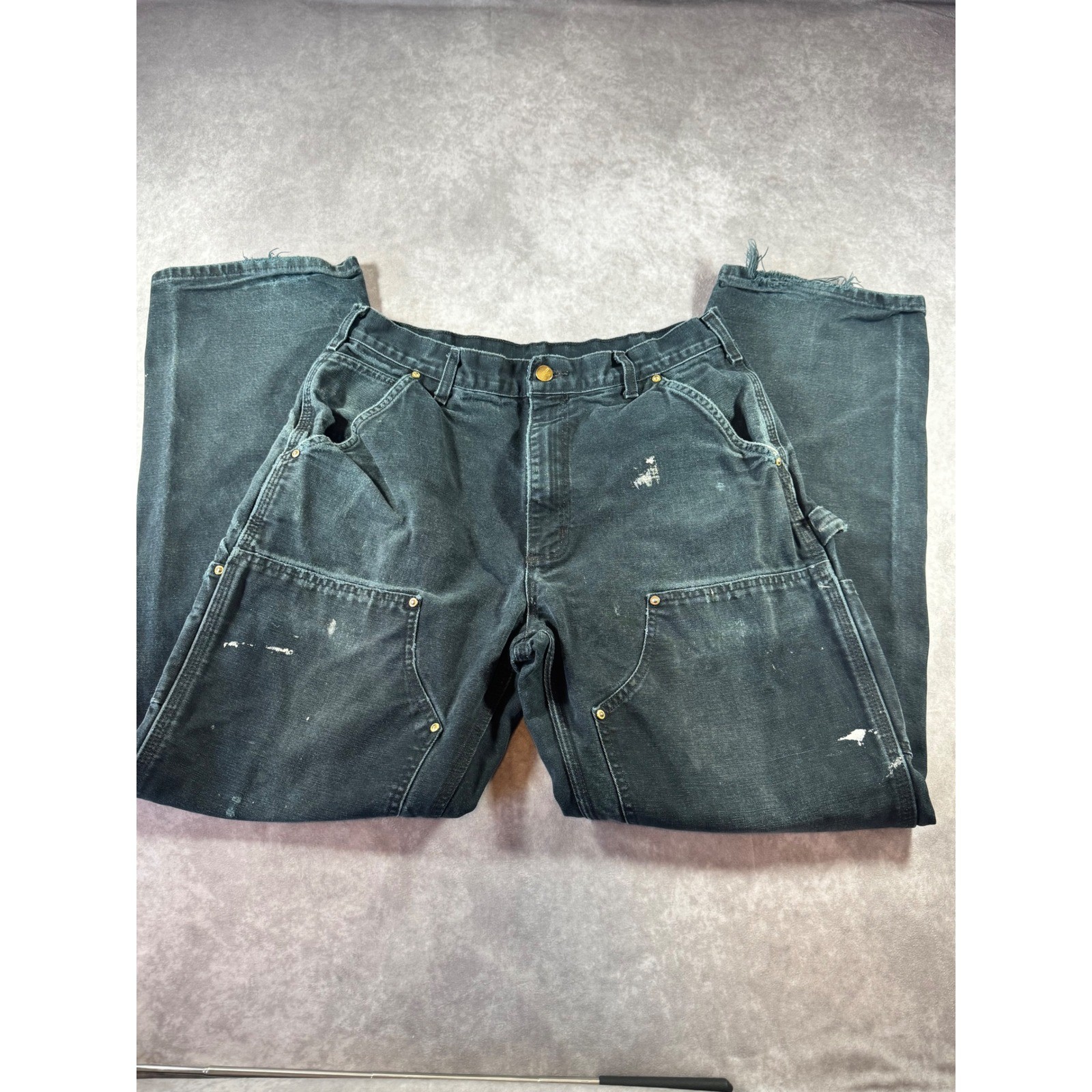 Vintage Carhartt B01 BLK Double Knee Work Pants Made in USA 33×32 Distressed