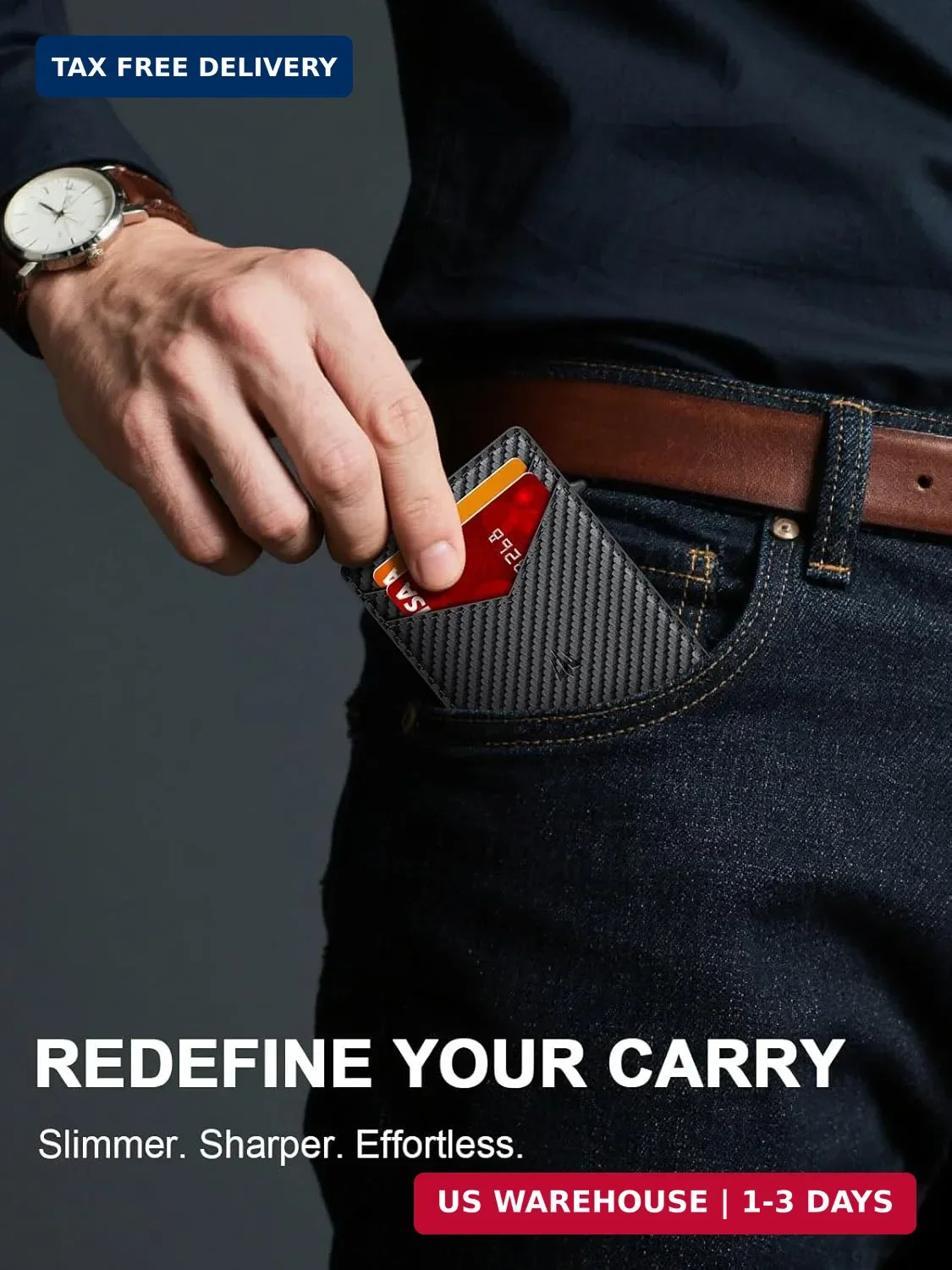 Wallet for Men, Slim Minimalist Wallet with Money Clip & ID Window, RFID Blockin