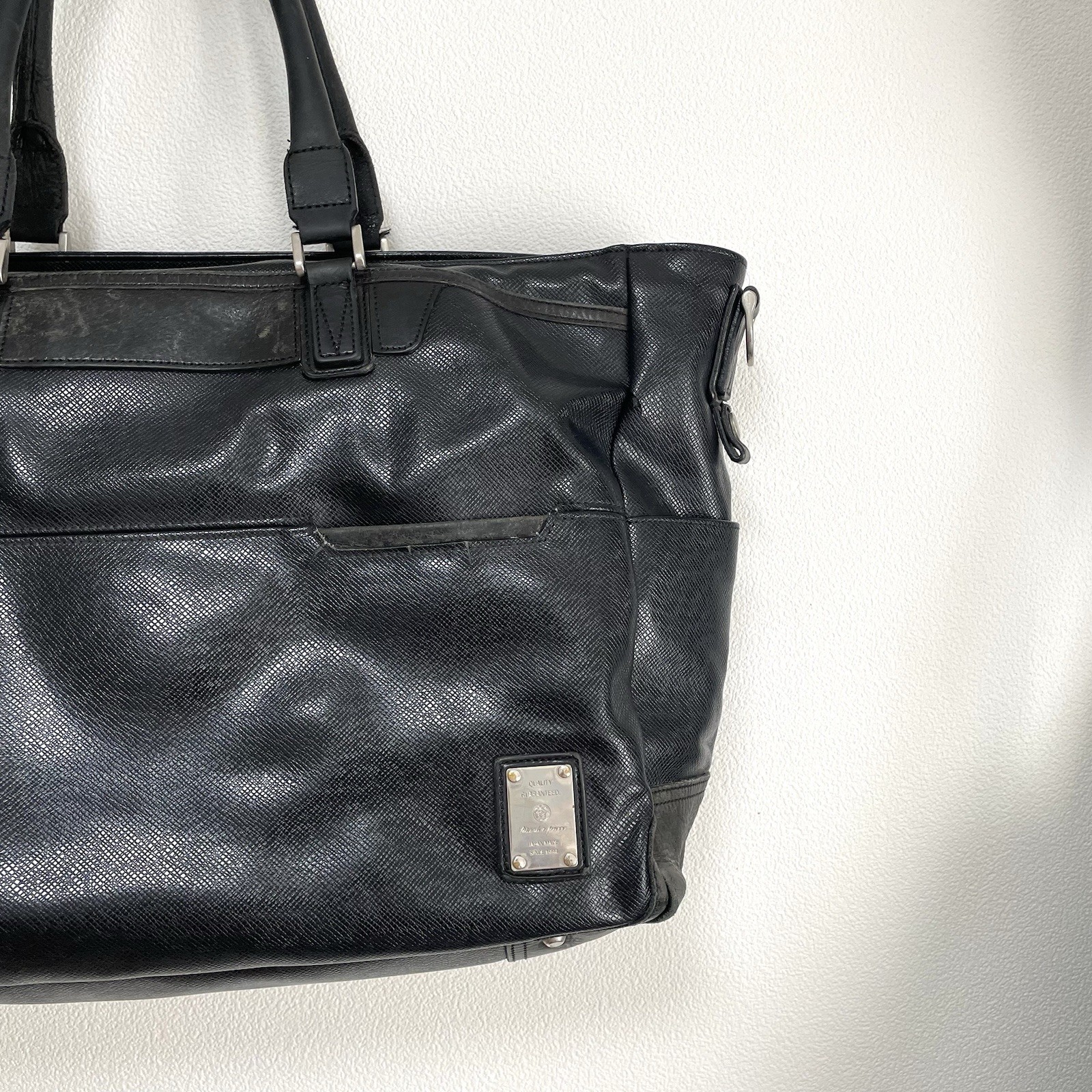 Master-piece MSPC Tote Bag Duffle 2way Leather Shoulder Black Large Made Japan