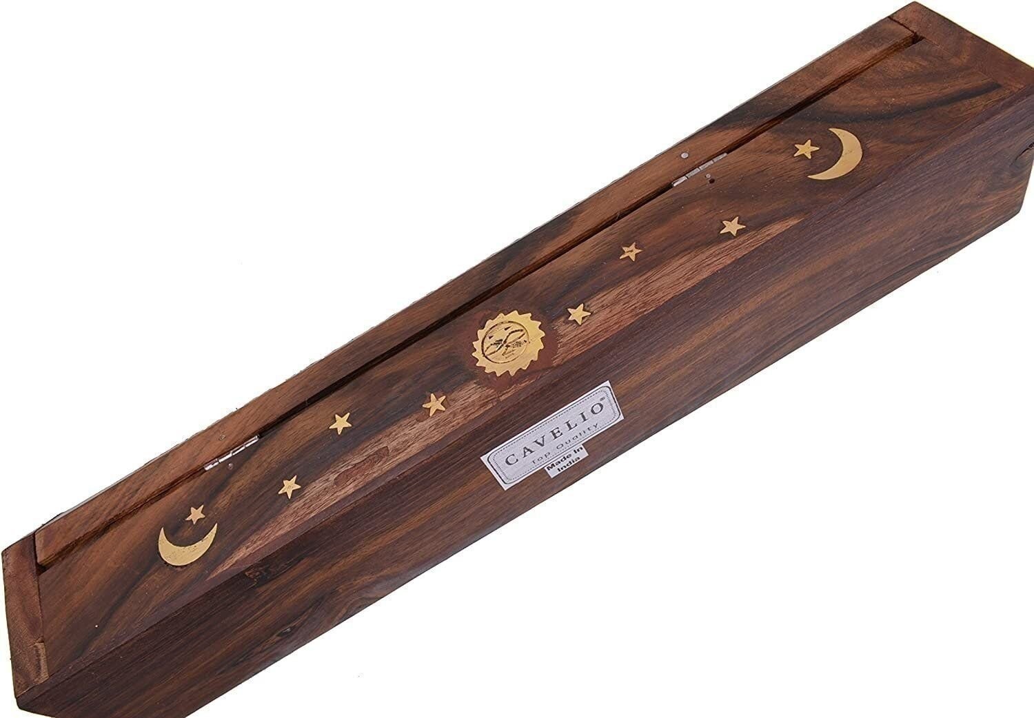 Cavelio ® Rose Wooden Coffin Incense Burner – Jali and Sun-Moon-Stars12 -…
