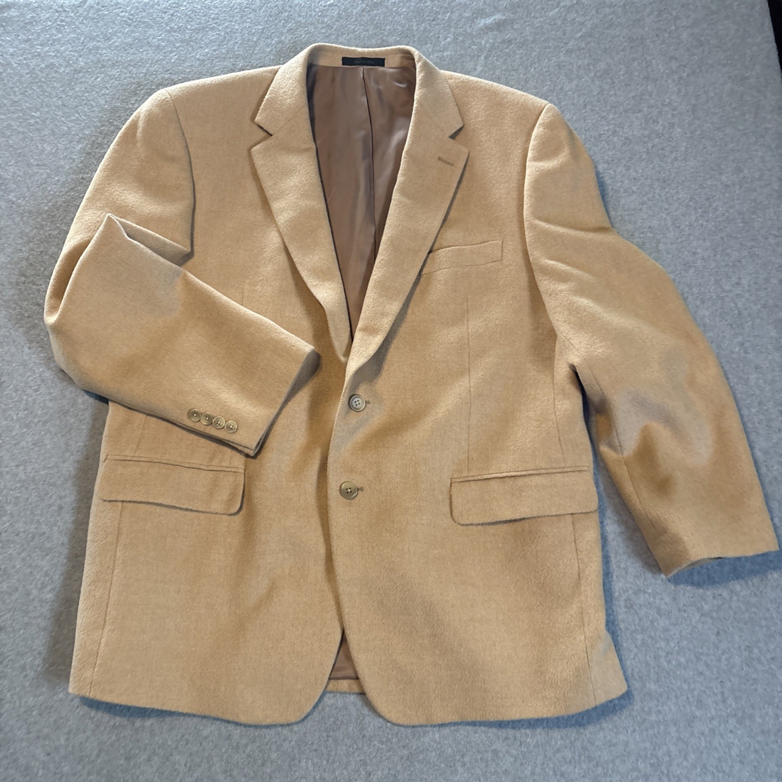 Chaps 100% Camel Hair Beige Blazer Men’s 46R RN-69456 Very Good Cond.