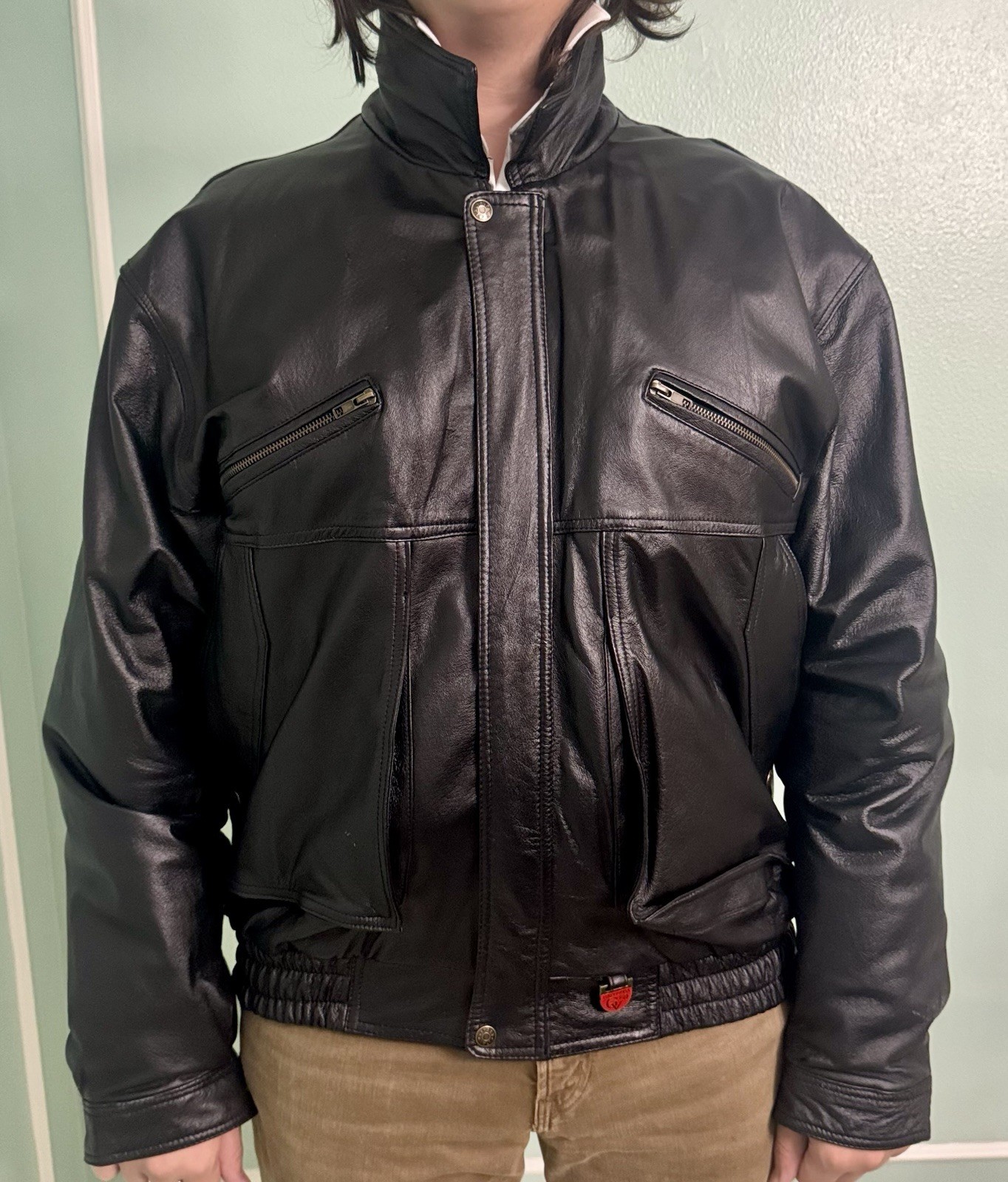 Gianni Velente Milano Black Genuine Leather Italian Button Biker Jacket Men’s XL