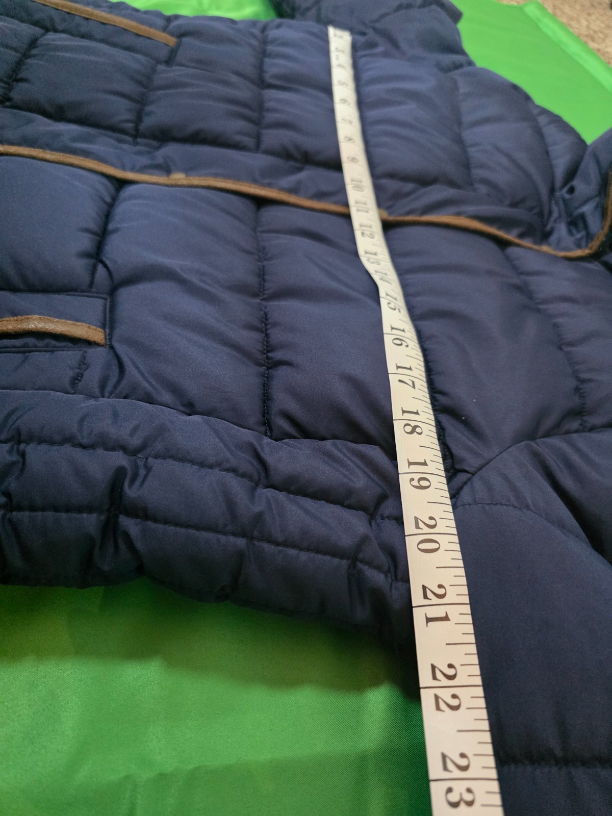 Old Navy Womens Large Navy Blue Puffer Jacket Faux Fur Collar Trim Quilted Coat