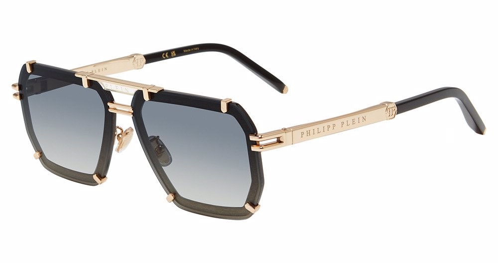 Philipp Plein SPP131 Sunglasses 0301 Rose Gold/Black Authentic New 64mm Unisex