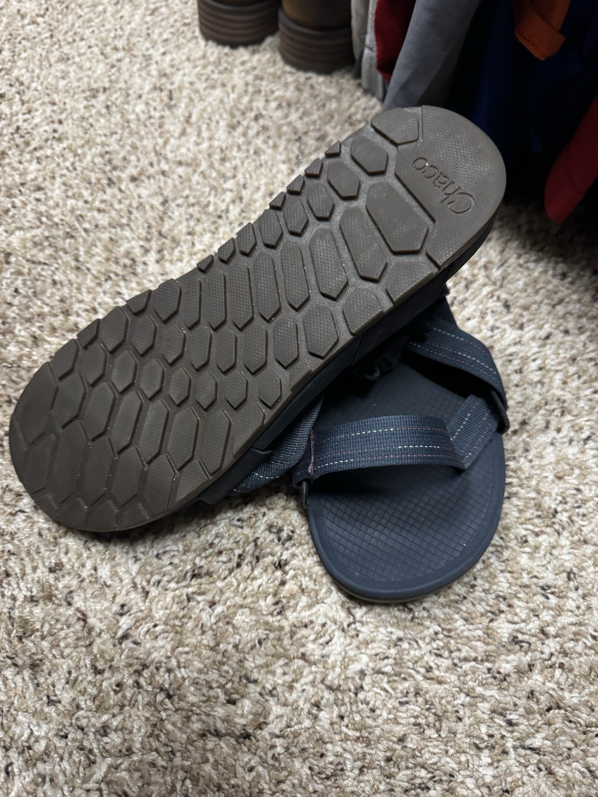 Chaco Men’s Black Adjustable Strap Sport Sandals Synthetic Upper Rubber Sole