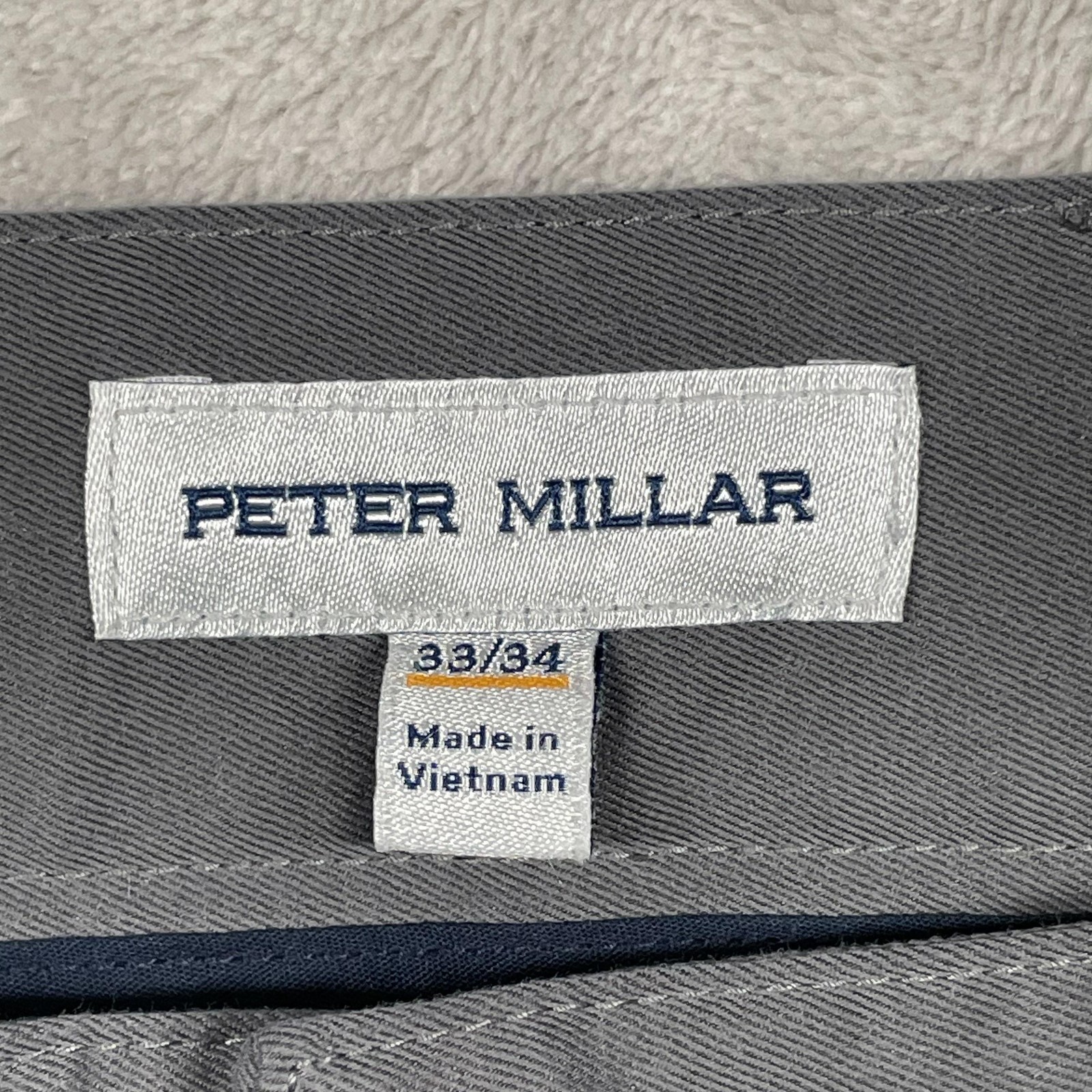 Peter Millar Pants EB66 Mens 33×34 Gray Microfiber Chino 5 Pocket Golf Casual