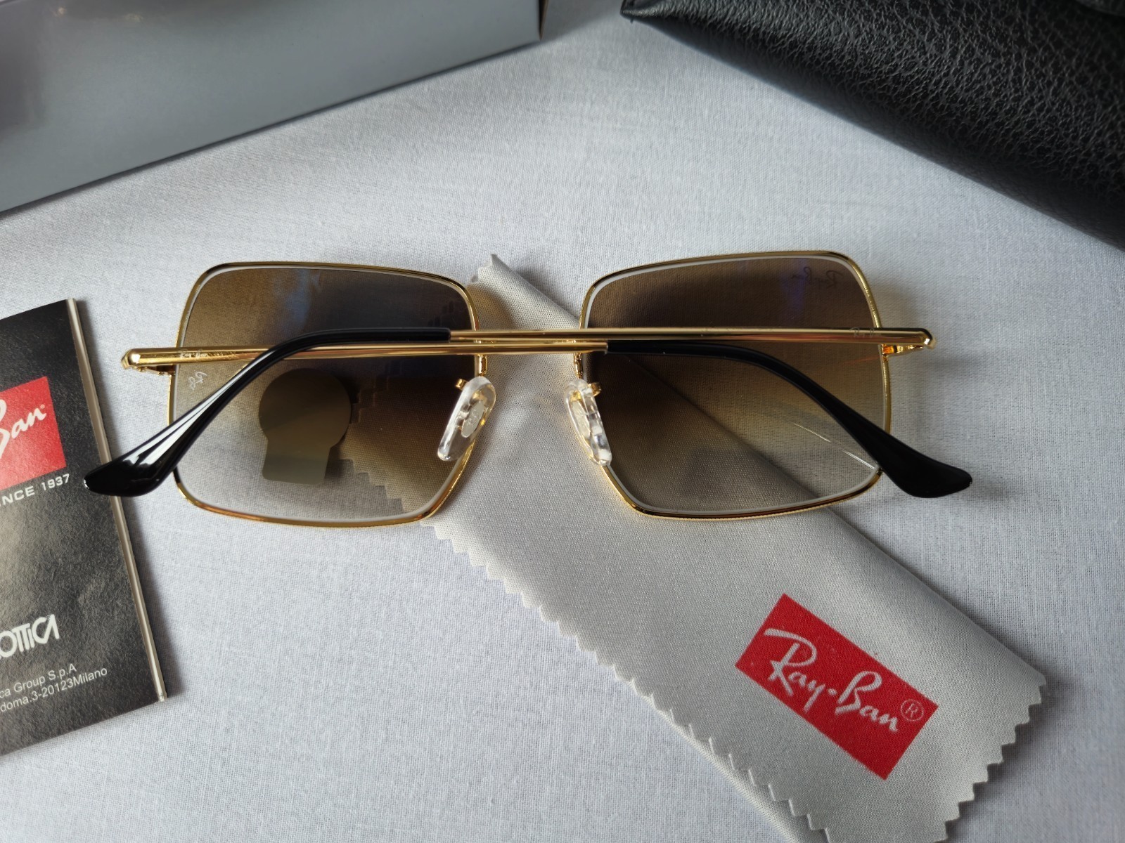 NEW Ray-Ban RB1971 9147/51 SQUARE CLASSIC Polished Gold Grad Brown Sunglasses 54
