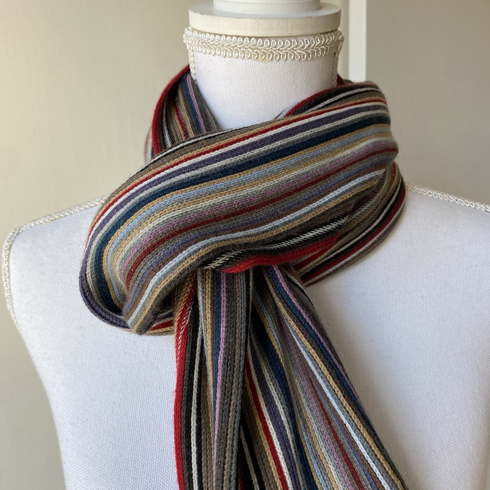 FRAAS Scarf Striped Red Gray Beige Teal Purple Black Fringe Soft Men’s Women’s