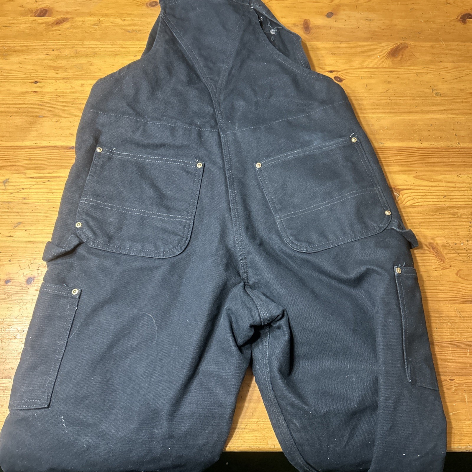 Carhartt 104393 BLK Loose Fit Overall Quilt Lined Firm Duck Insulated Sz Medium