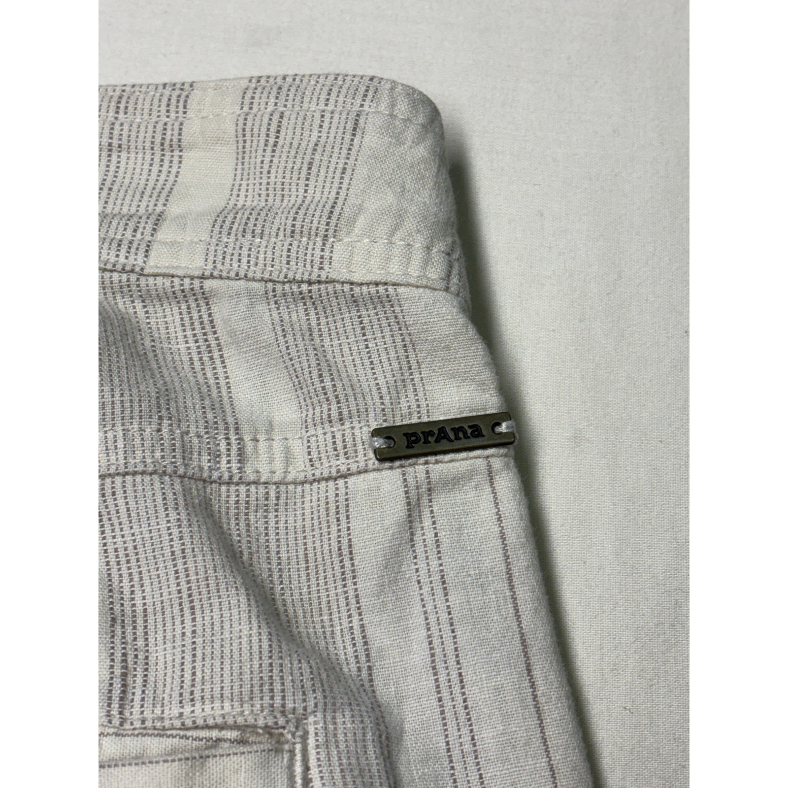 Prana Womens Hemp Organic Cotton Striped Jogger Pants Cream Grey Size 2 W29 L26