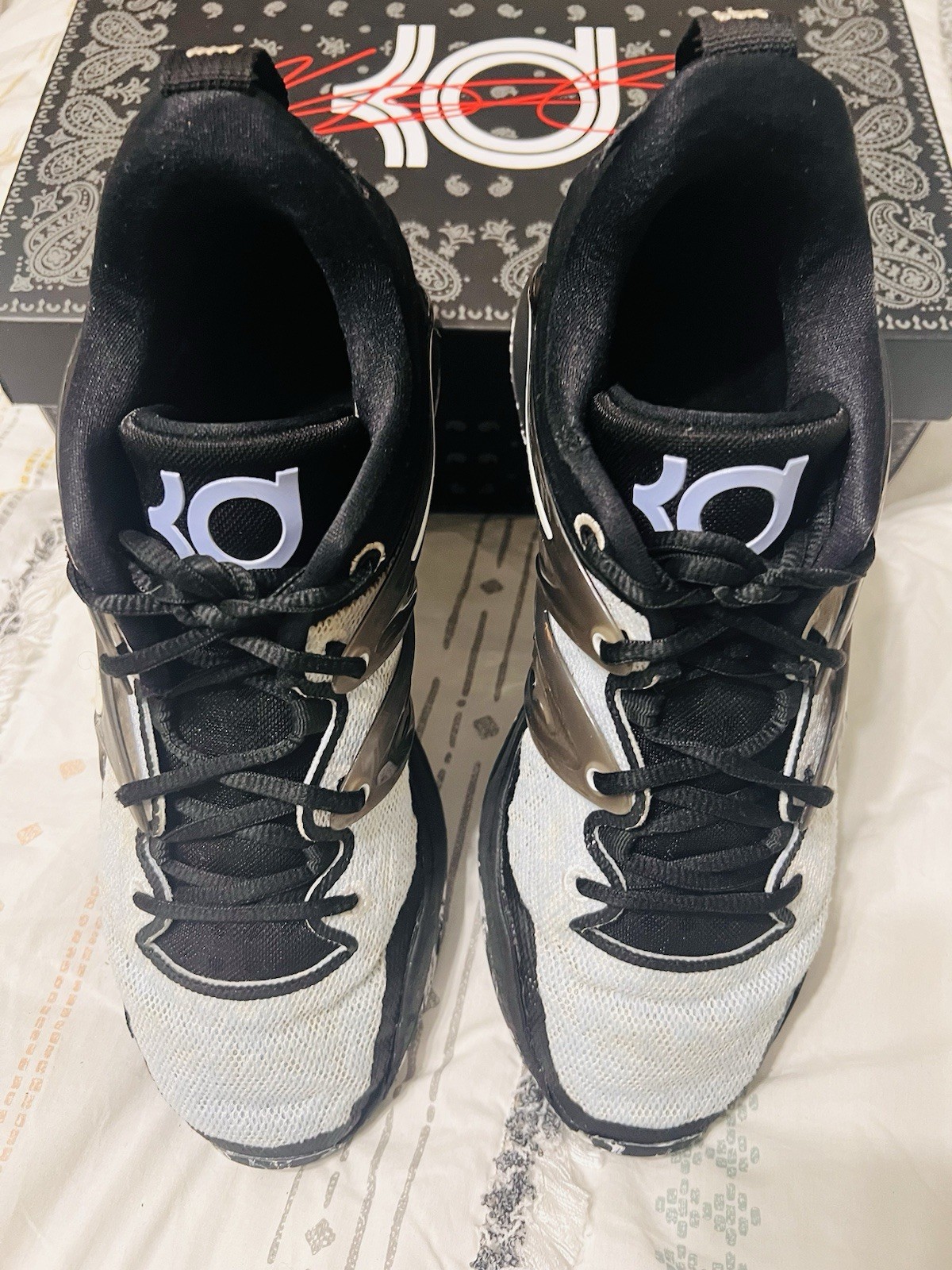 Nike KD15 Refugee White Black Royal Tint Basketball Shoes DC1975-101 Size 10 1/2