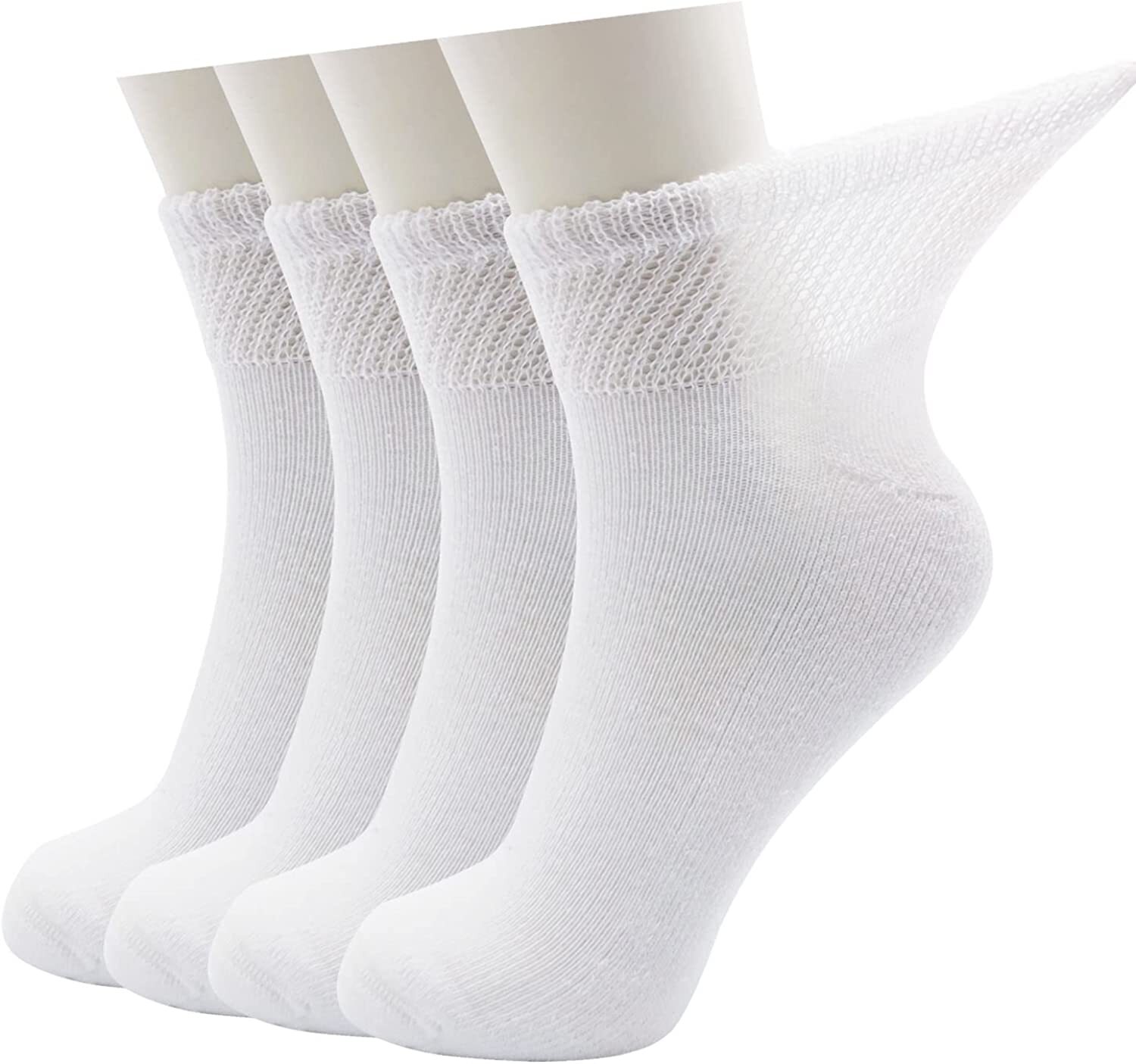 3-12 Pairs Men Circulatory Diabetic Health Ankle Quarter Cotton White Socks 9-15