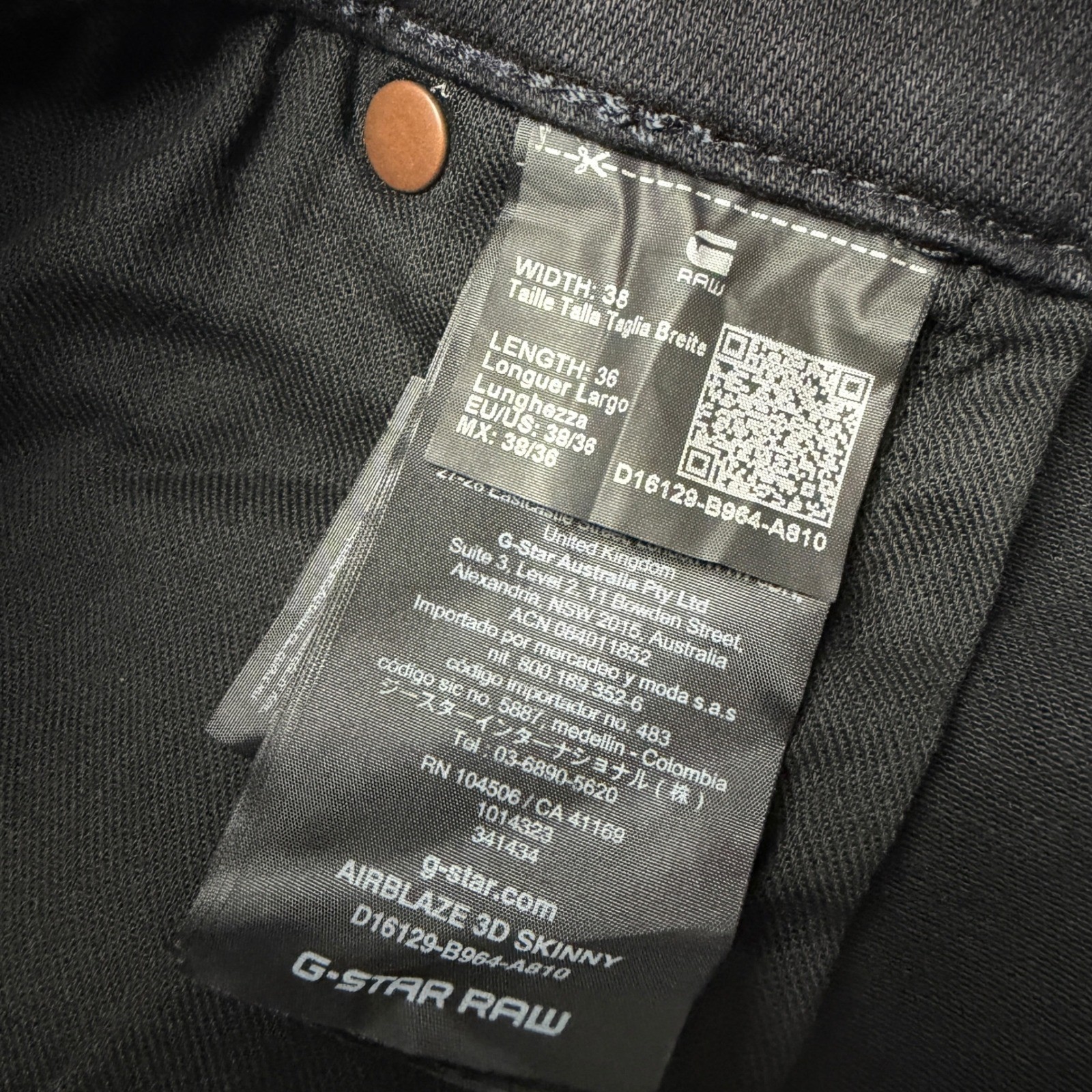 G-Star Raw Airblaze 3D Skinny Men Black Tactical Cargo Pants W38 L36 D16129-B964