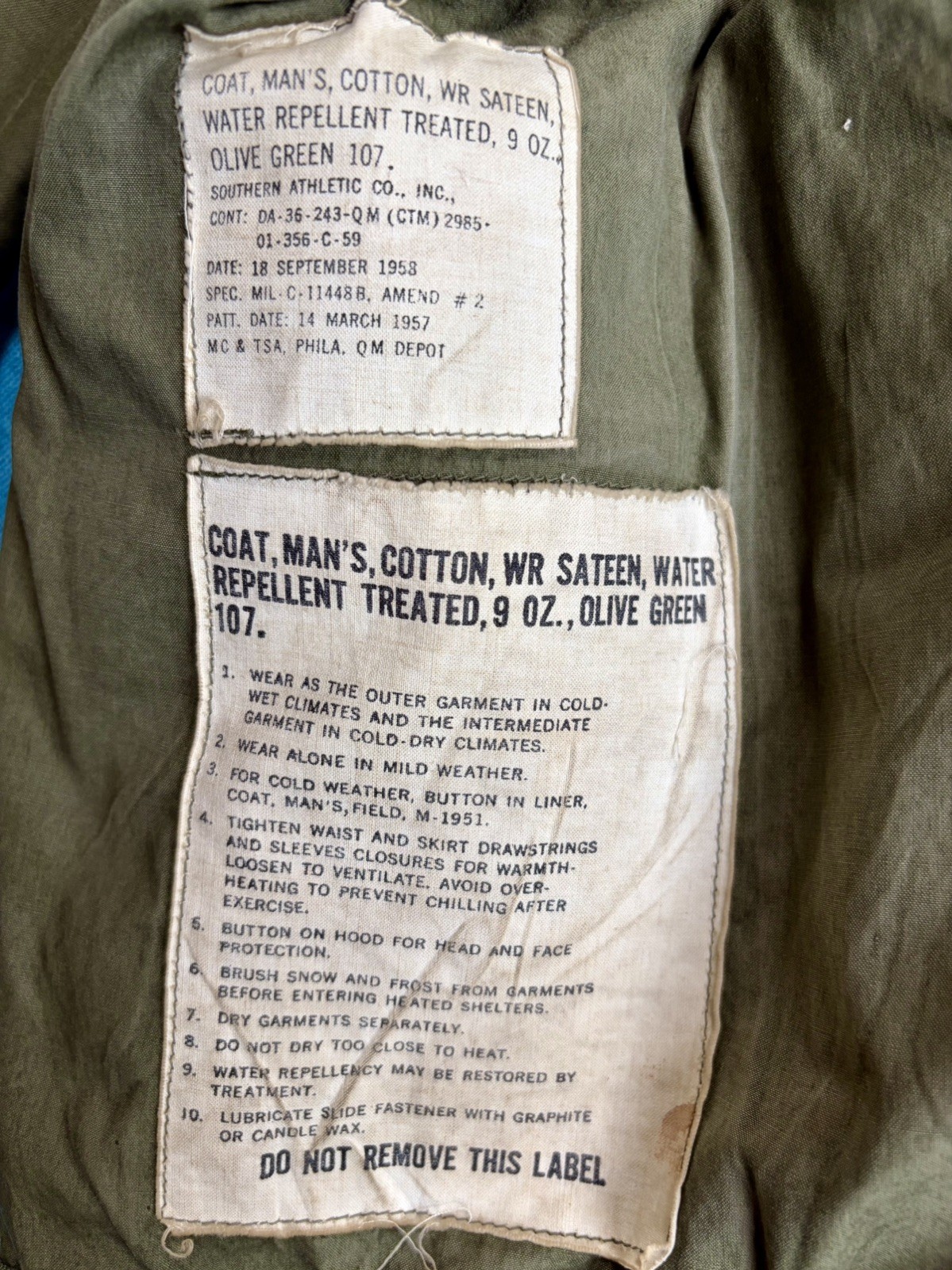 Vintage 1958 US Army M-51 Field Jacket Short Medium M1951 Korean War OG-107