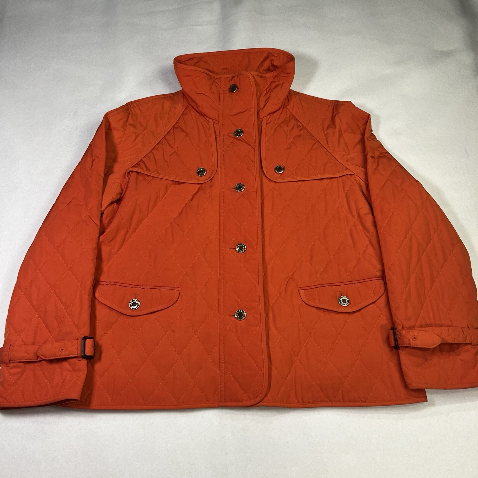 Talbots Orange Quilted Button Front Short Jacket Women’s Size Medium