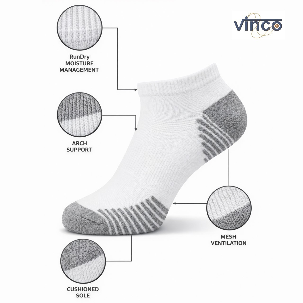 Wholesale Bulk No Show Socks Men’s White Low Cut Athletic Running Casual Liner