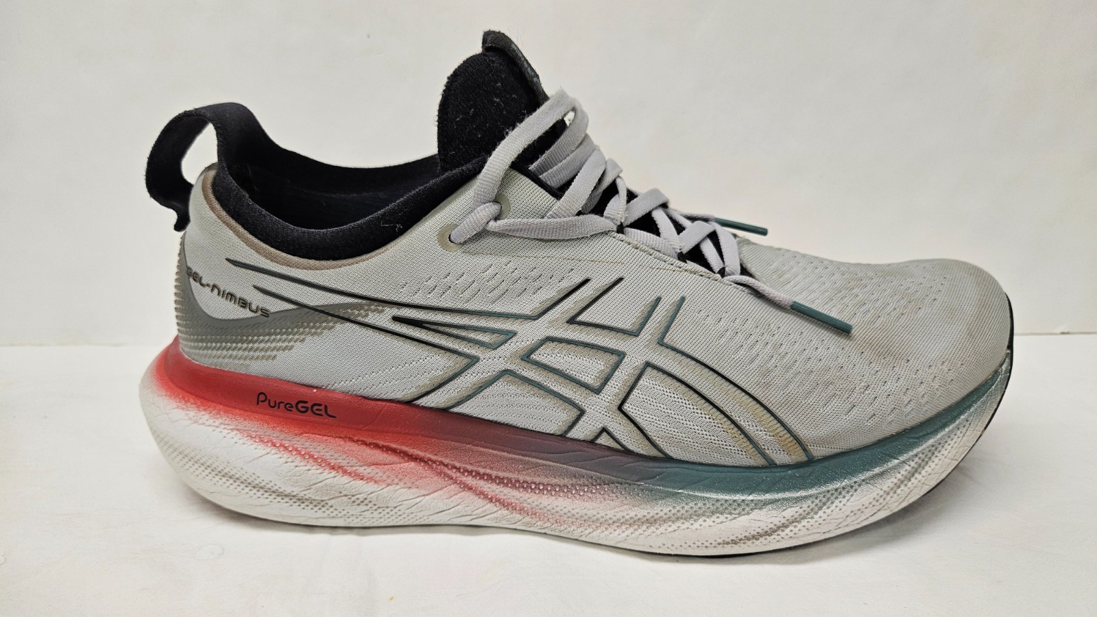 ASICS Gel-Nimbus 25 Shoes Men’s Size 10 Piedmont Grey/Foggy Teal Running Shoes