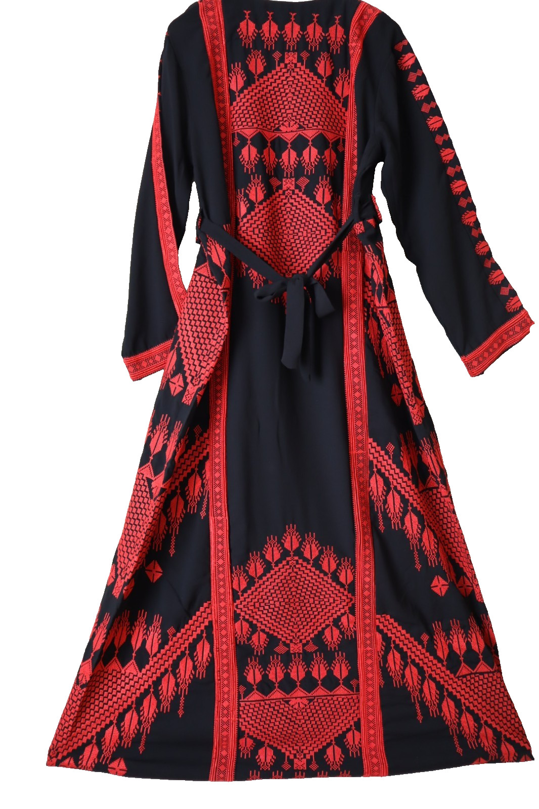Traditional Palestinian / Jordanian Embroidered Thobe Kaftan Dress Black -NOUR
