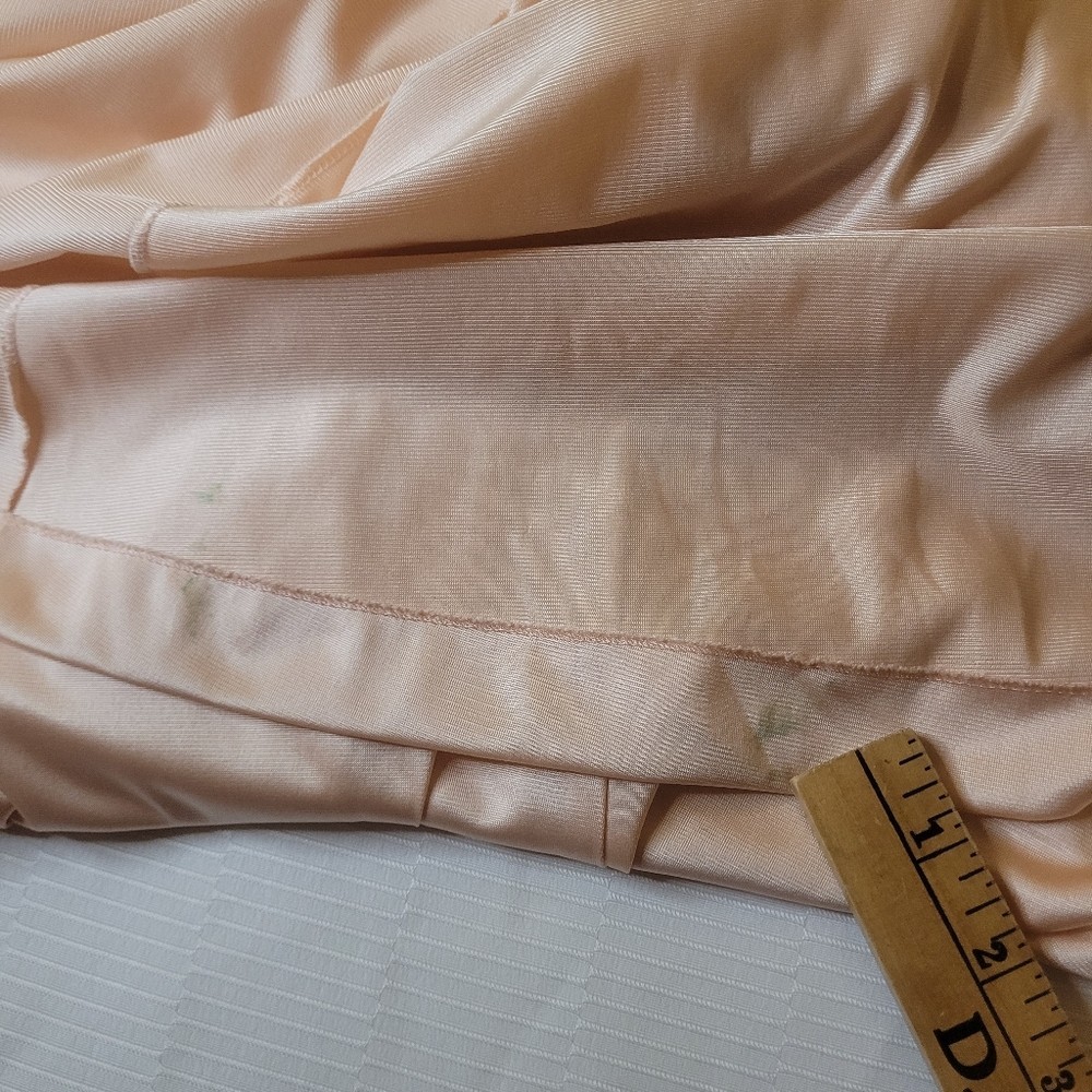Source Unknown Peach Long Nightgown with Floral Embroidery
