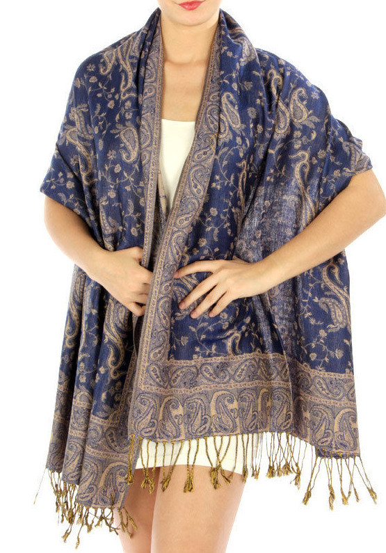 12 PCS Fashion Outlined Paisley Pashmina Scarf Assorted Color – Bulk Wholesale