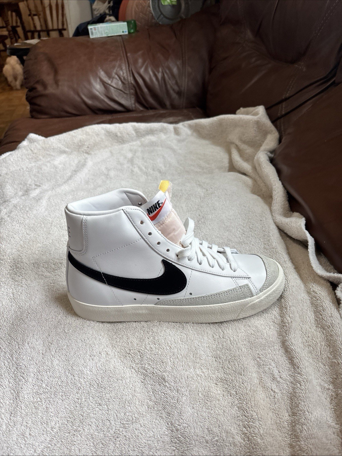 Nike Blazer Mid White Black High Top Leather Men’s Athletic Basketball Sneakers