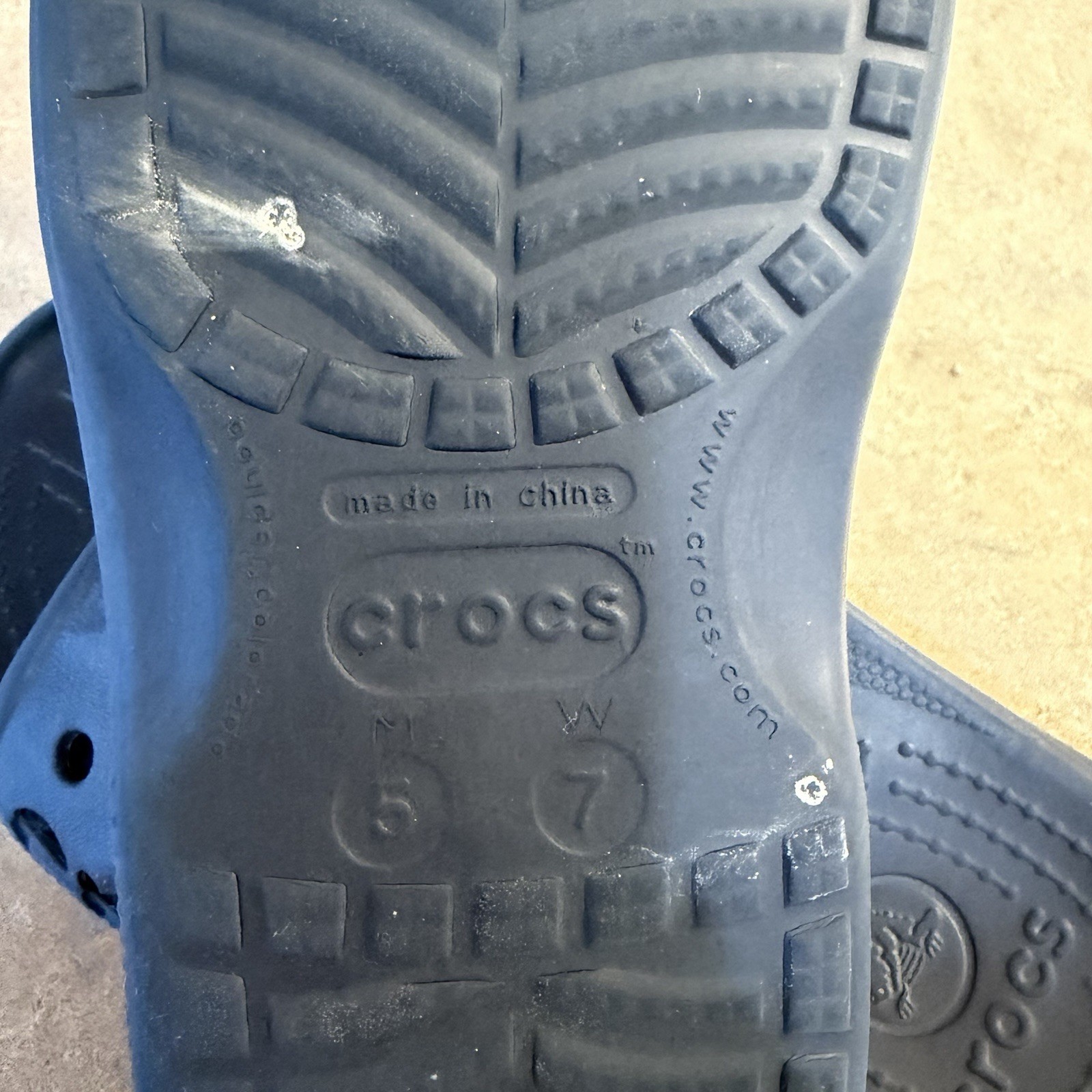 Crocs Baya Slide Navy Blue Womens 7 Mens 5 Sandals Wide Band Slip On Water Beach