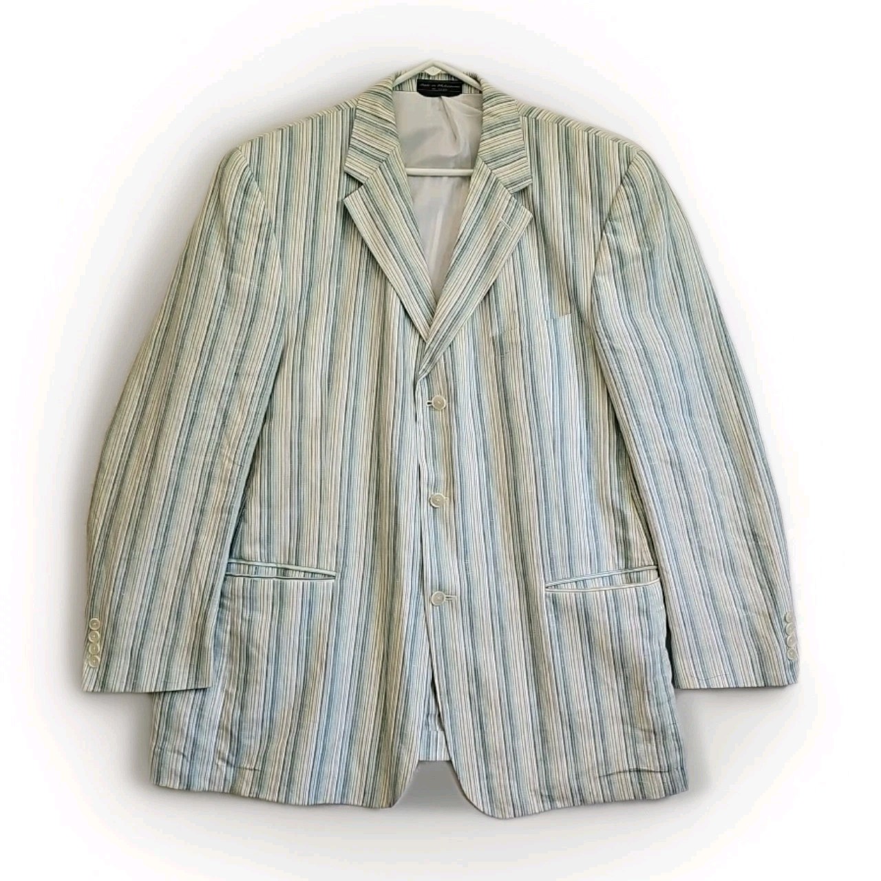Haspel multicolor Stripe 100% Linen Sport Coat Blazer preppy ladcore. See Pics