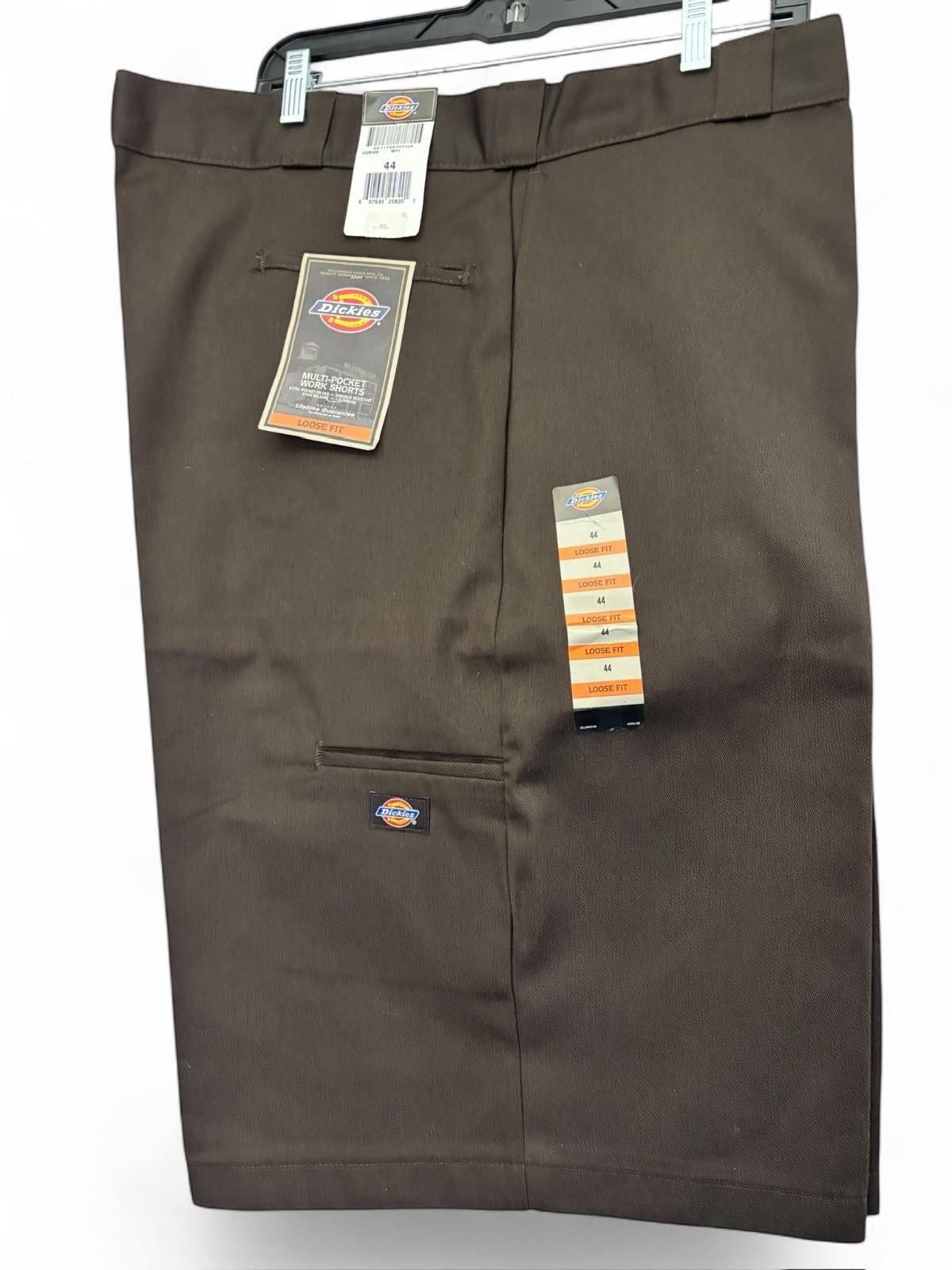dickies big mens loose fit dark brown cell phone pocket twill work shorts 44 new