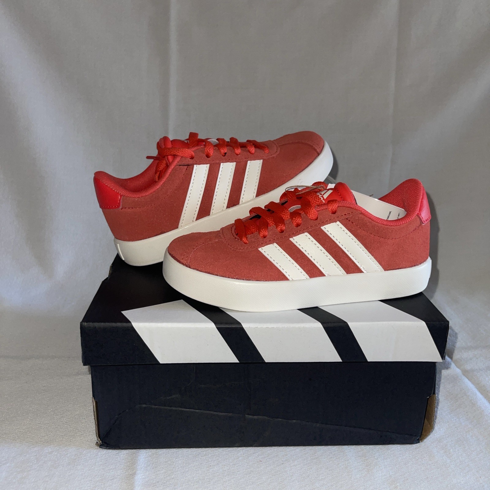 Adidas VL Court 3.0 Kids Shoe JH8724 Size 11.5K Red & White