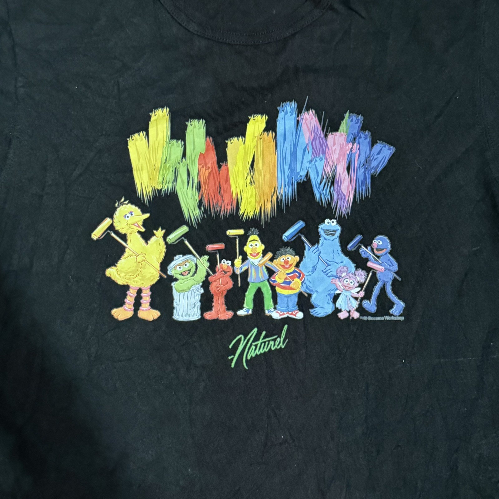 Champion Sesame Street Collaboration Naturel Shirt Size Medium M Black