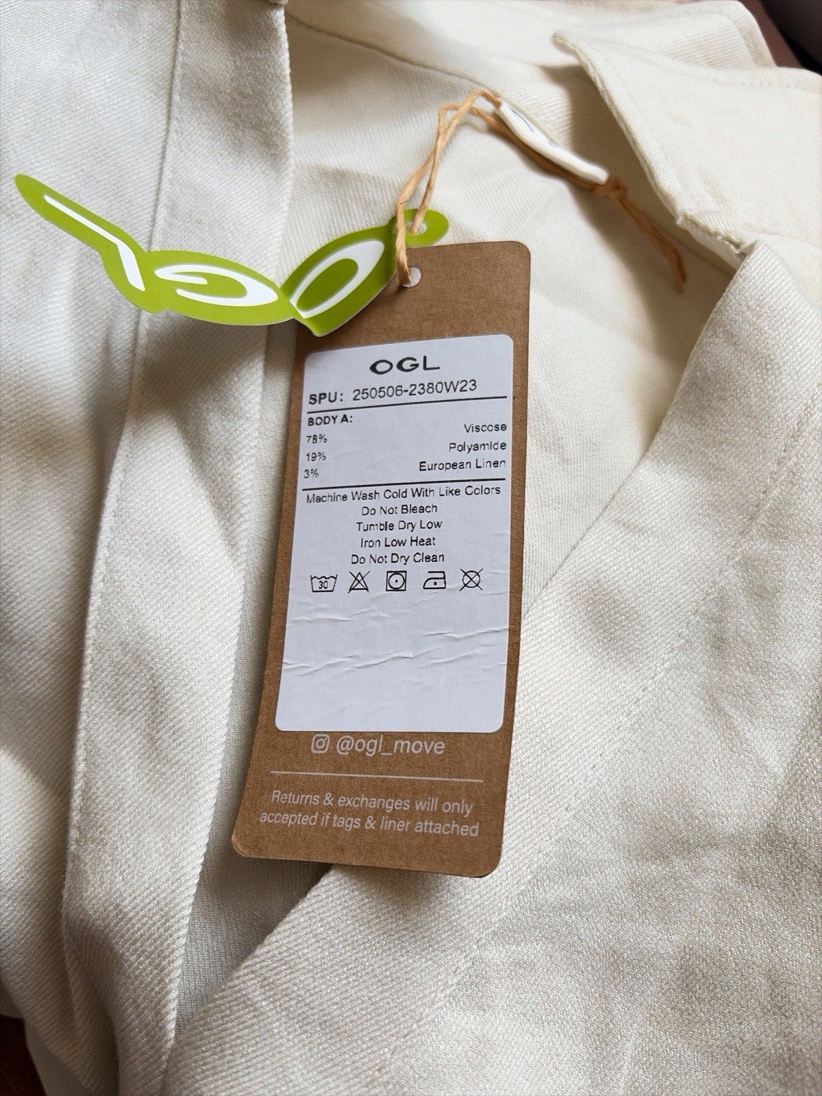 OGL Viscose-Linen Weave Collared V-neck Pleated Sleeveless Top with Drawstring L