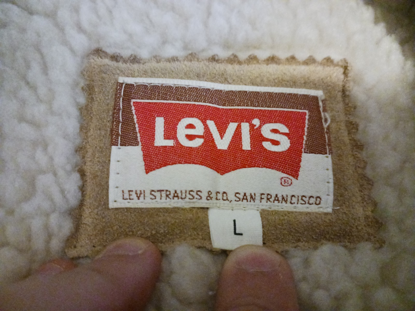 Vintage Levis Suede Cowhide Leather Western Sherpa Jacket Brown Tab Mens L Rare!
