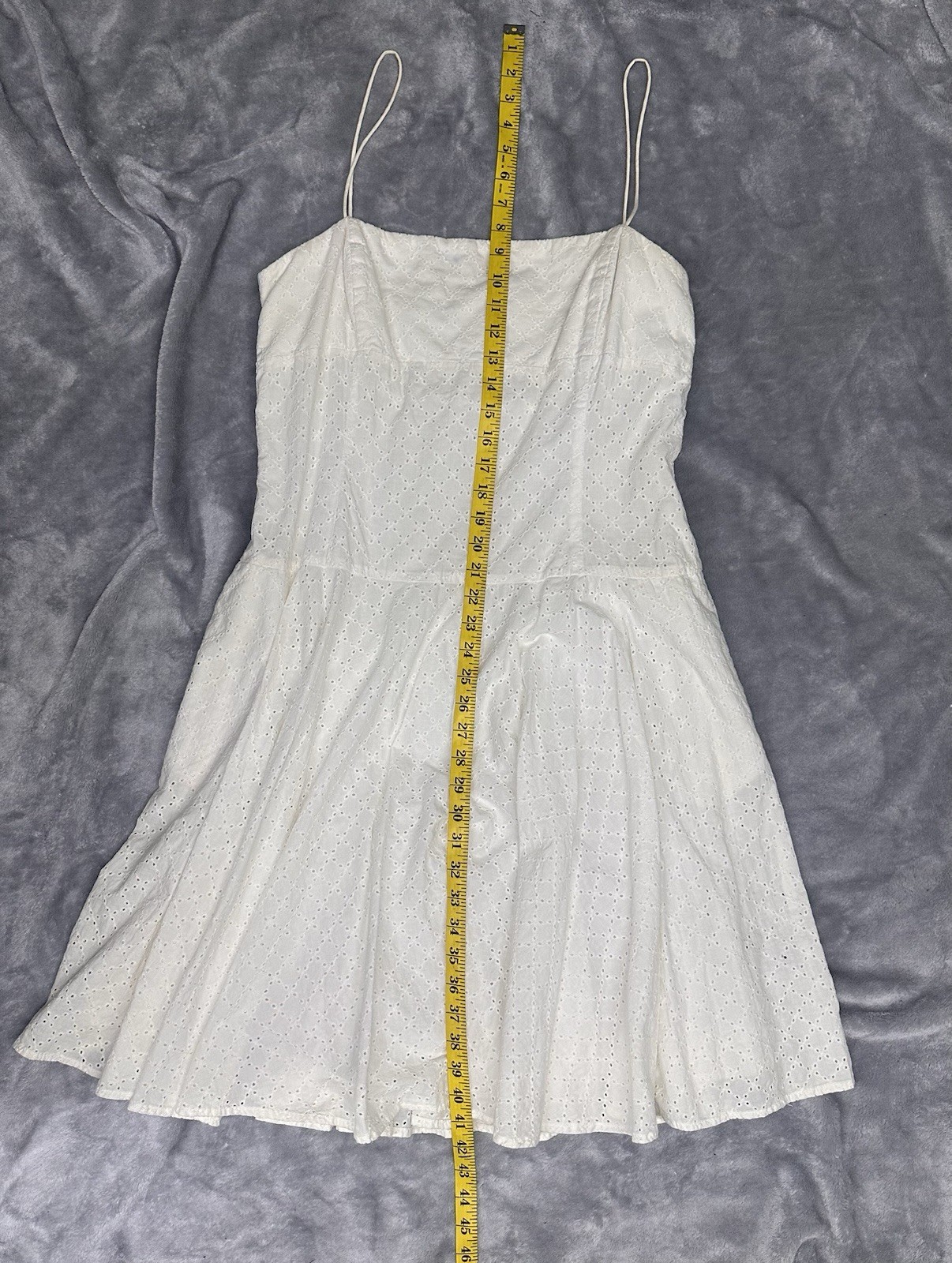 American Living White Eyelet Sundress Size 16 Straight Neck Zip
