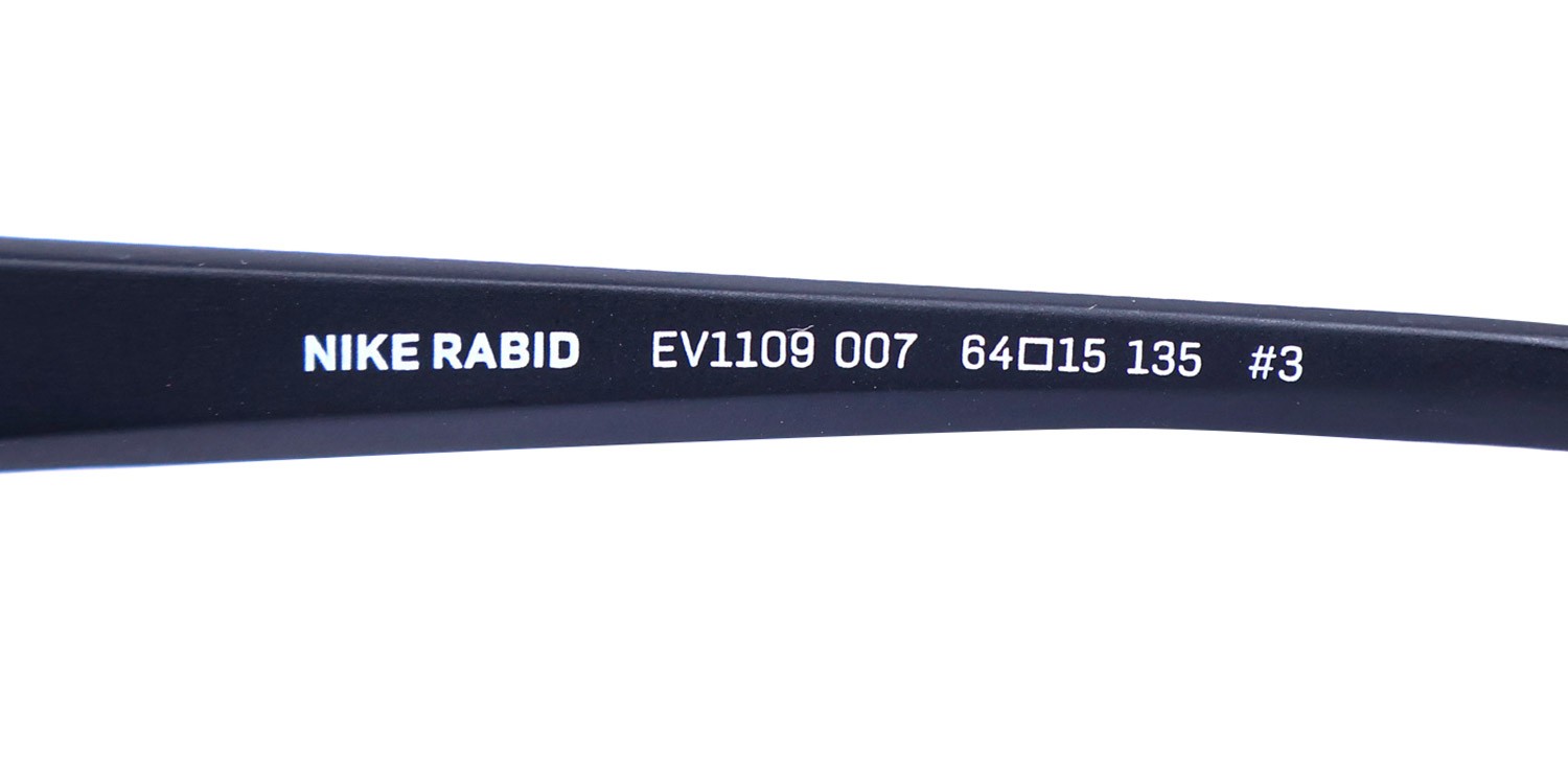 NEW NIKE RABID EV1109 SUNGLASSES 007 WRAP 64-15-135 PLASTIC MENS BLACK FULL-RIM