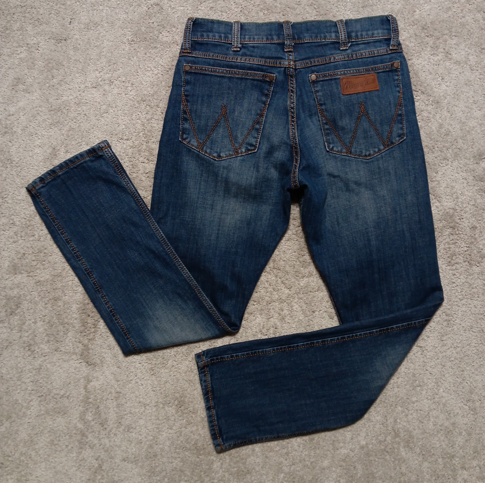 Wrangler Jeans Mens 30×32 Blue Retro Slim Fit Straight Cowboy Boot Western Denim